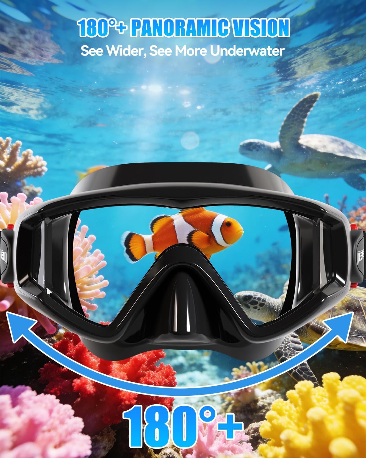 Aegend Diving Mask for Adult & Teen - Panoramic Anti-Fog Comfort Fit Goggles with Mesh Bag for Snorkeling, Scuba Diving, Freediving & Swimming - Image 3