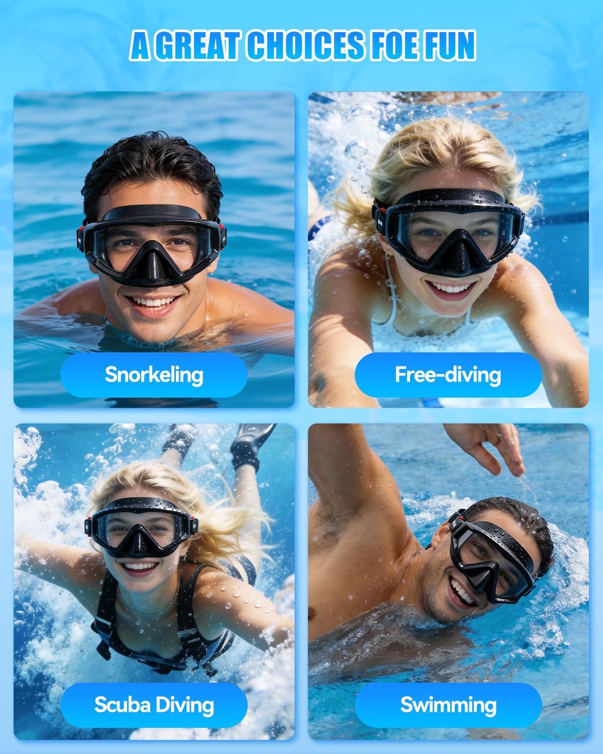 Aegend Diving Mask for Adult & Teen - Panoramic Anti-Fog Comfort Fit Goggles with Mesh Bag for Snorkeling, Scuba Diving, Freediving & Swimming - Image 6