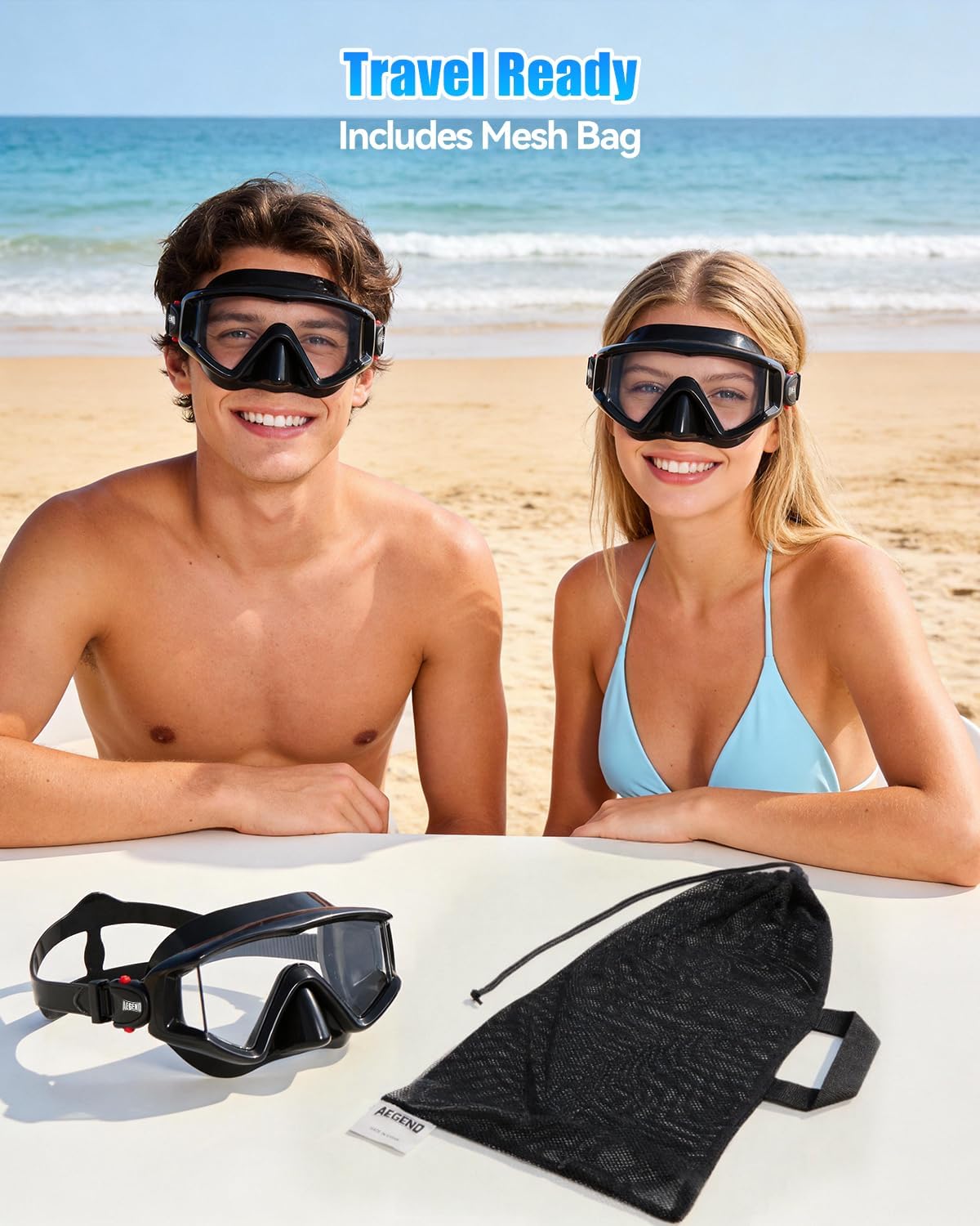 Aegend Diving Mask for Adult & Teen - Panoramic Anti-Fog Comfort Fit Goggles with Mesh Bag for Snorkeling, Scuba Diving, Freediving & Swimming - Image 7