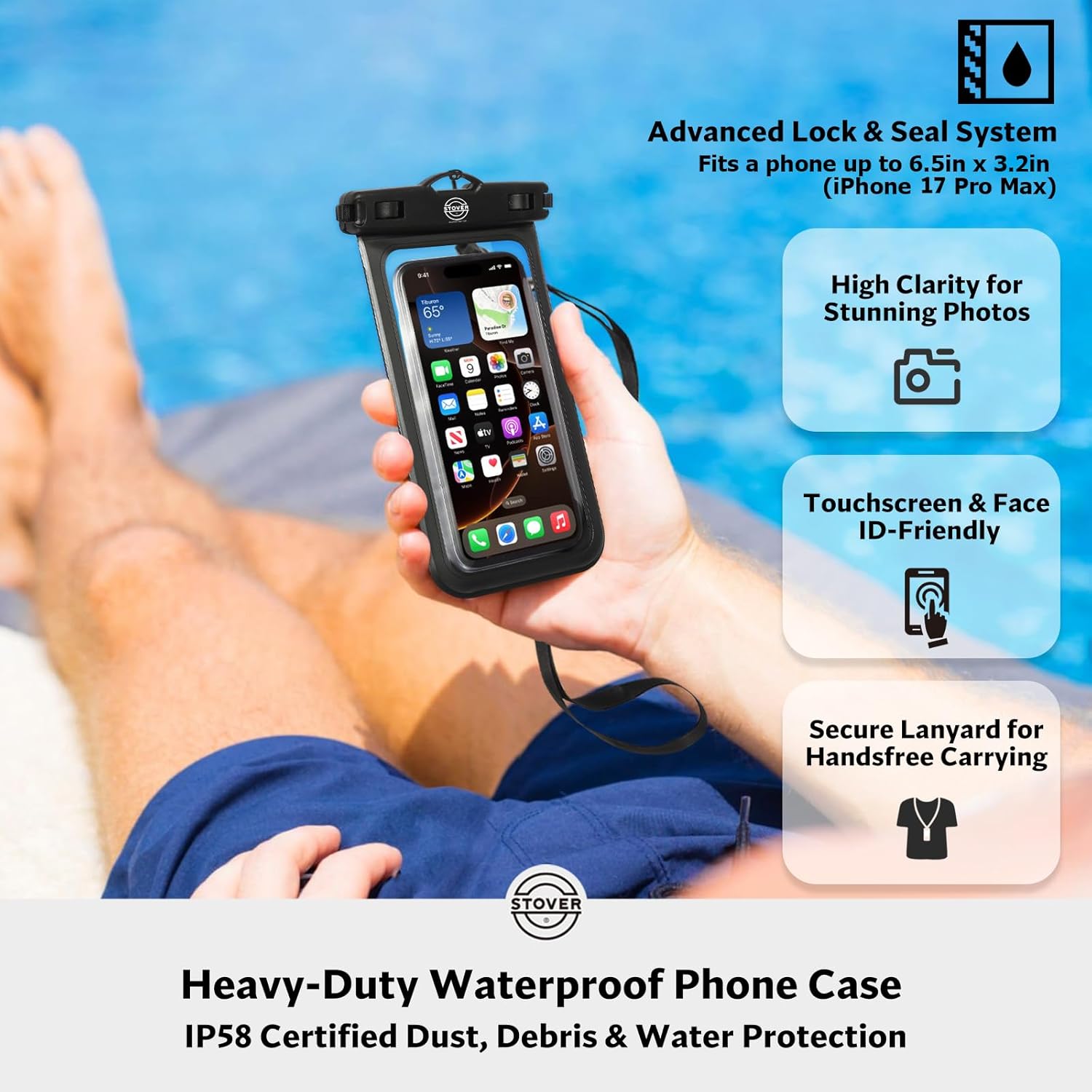 STOVER 5/10/25/30/40/55L Waterproof Dry Bag- Roll-Top Backpack w/Phone Case- Kayaking, Hiking, Camping, Boating- Men/Women - Image 7