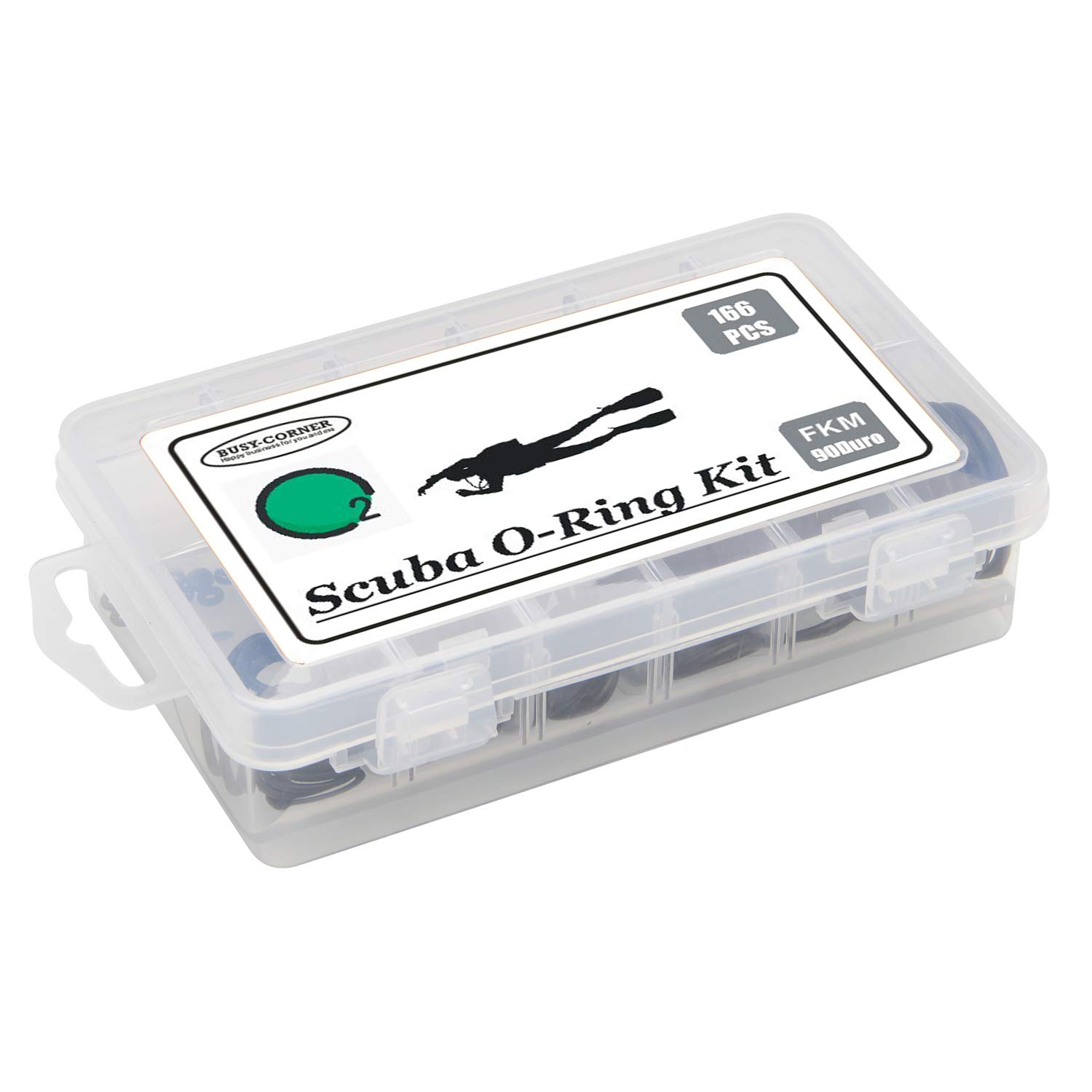 BUSY-CORNER 166 Pieces Scuba O-Ring Kit Scuba Diving Rubber Orings, for Dive Hoses Ring Diving Dive Gear Equipment Scuba Tanks FKM90 - Image 6