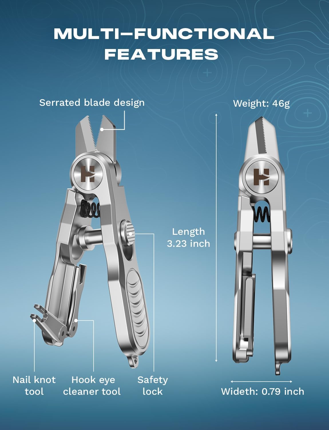 HOOK-EZE Fishing Line Cutter, Fly Fishing Nippers with Retractors and Knot Tying Tool Accessories, Stainless Steel Braided Line Scissors Clippers for Mono and Fluoro Lines - Image 7