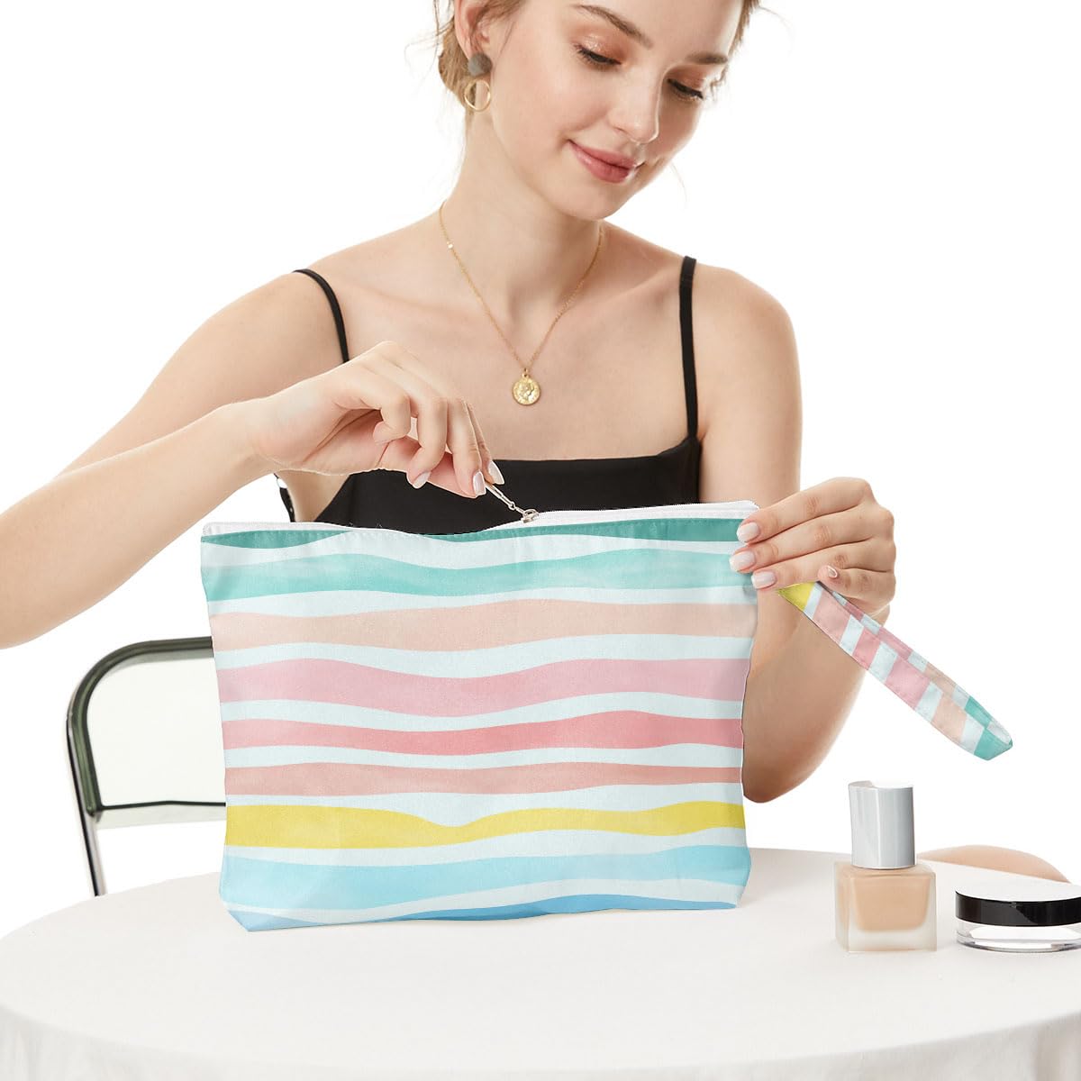 Fokongna Wet Dry Bag, Wet Bag for Swimsuit Travel Beach Bag, Diaper Bag Toiletry Bag Waterproof Large Makeup Bag, Zipper Pouch for Women Girls Sister Friends Wet Bag Starfish Sea Beach rainbow Gifts - Image 3