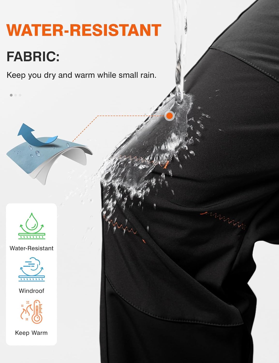 TBMPOY Men's Snow Ski Hiking Pants Waterproof Winter Fleece Lined Pants Camping Skiing Ice Fishing Pants with Belt - Image 5