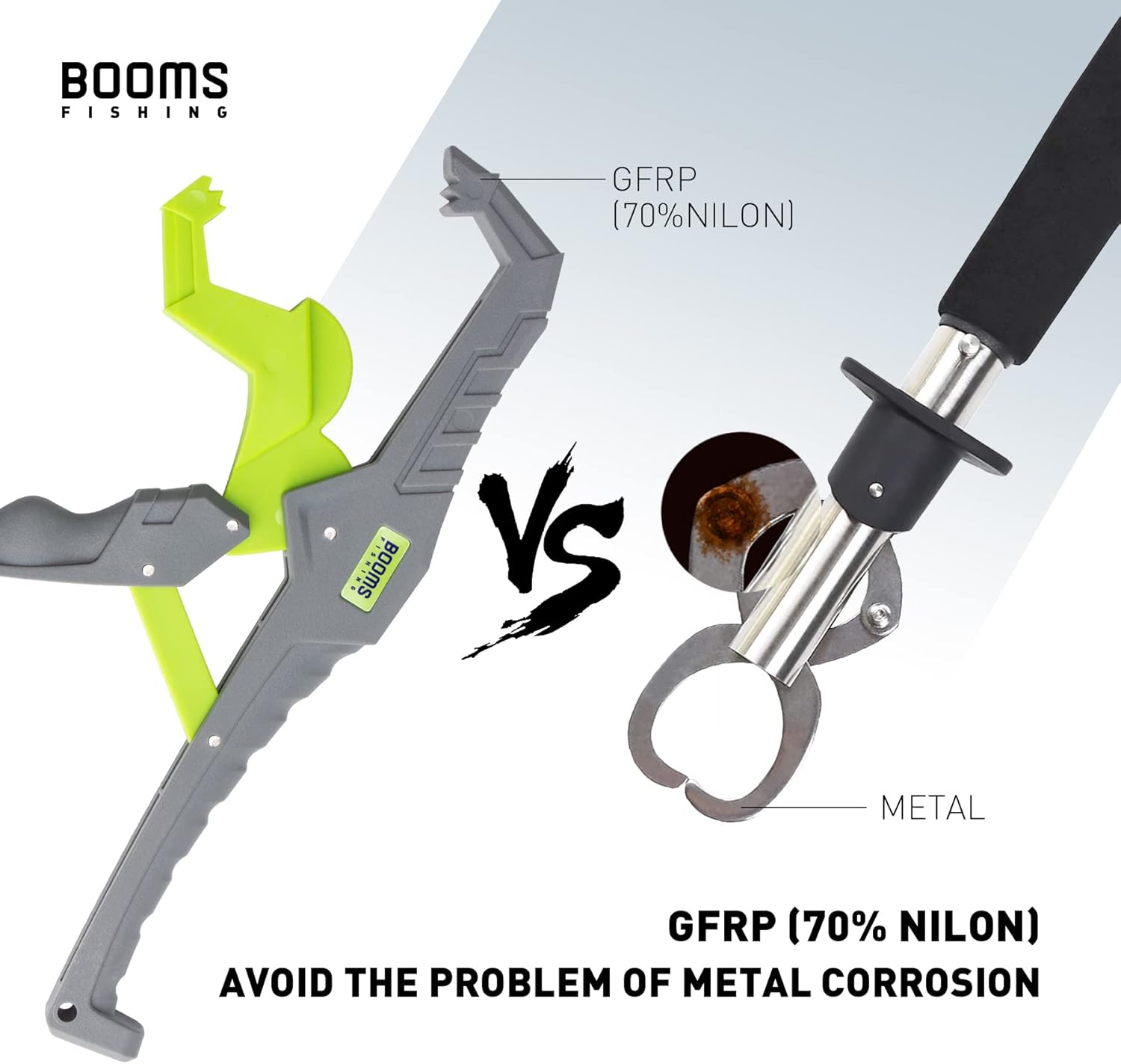 Booms Fishing G05 Lip Gripper Saltwater, 9.4" Plastic Catfish Grippers Pliers, Grabber Tool With Lanyard, Grips for Kayak Fishing Accessories, Great Holder for Caught Fish - Image 3