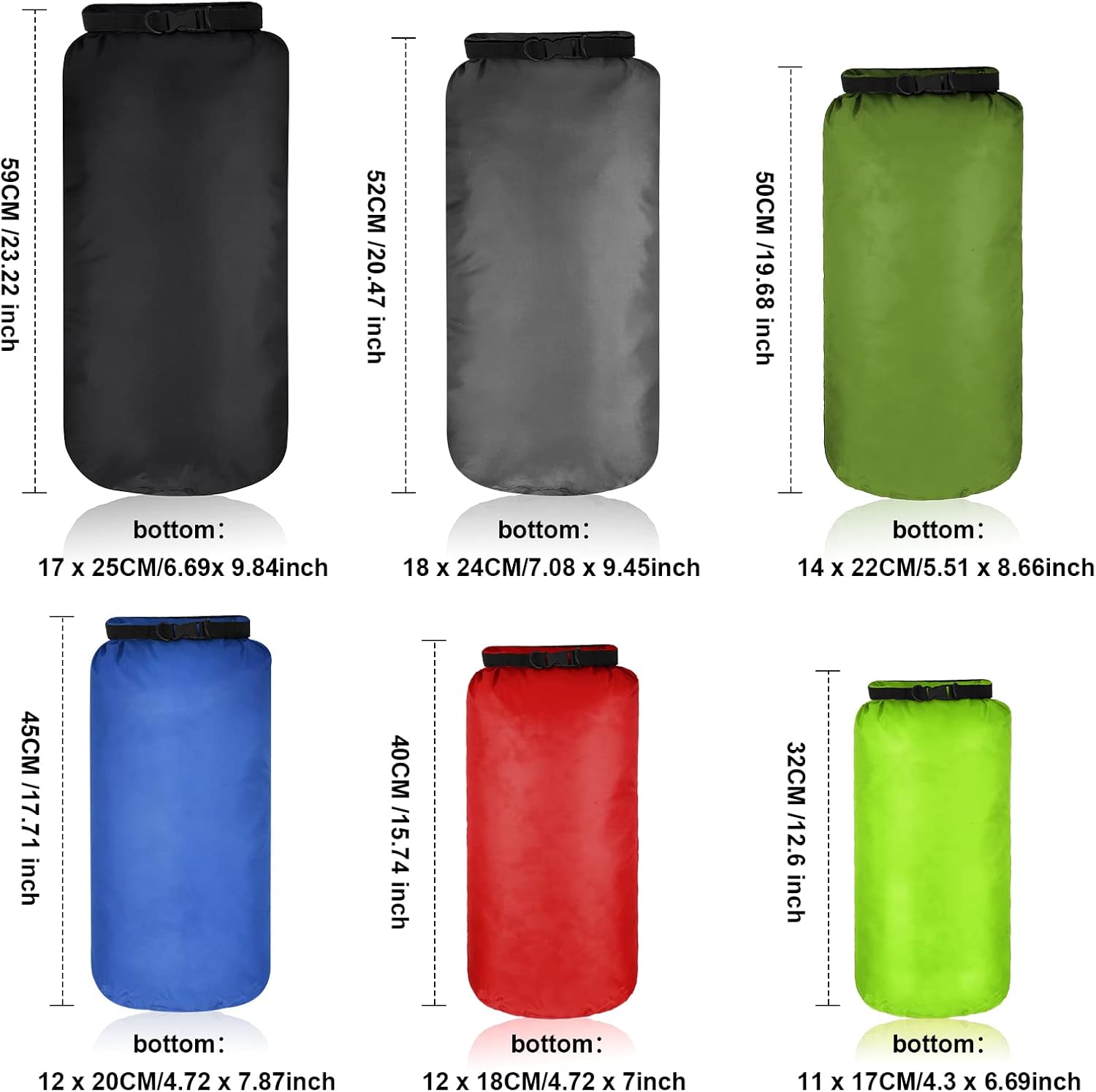 Shappy 6 Pcs Waterproof Dry Bag Set Ultralight Stuff Sack 20/15/10/8/5/3L Backpacking Bag with Long Adjustable Strap Outdoor Keep Gear Dry Sack for Camping Kayaking Boating Hiking Travel - Image 2