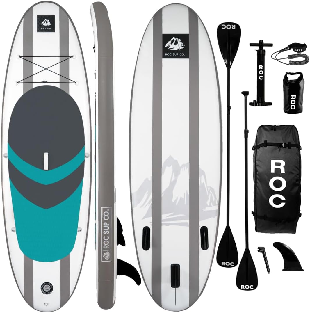 Roc Inflatable Stand Up Paddle Board with Premium SUP Paddle Board Accessories, Wide Stable Design, Non-Slip Comfort Deck for Youth & Adults