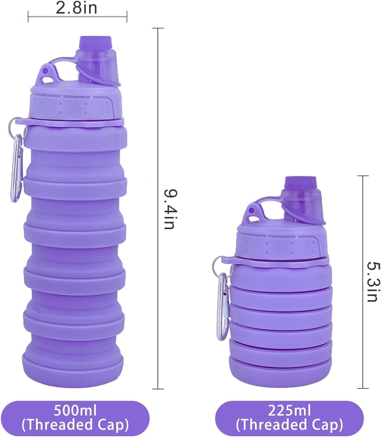 Collapsible Water Bottles Travel water bottle Sports Portable Sport Water Bottle Reusable Water Bottles comes with mountaineering Buckle 500ml silicone Water-proof camping water bottle - Image 2