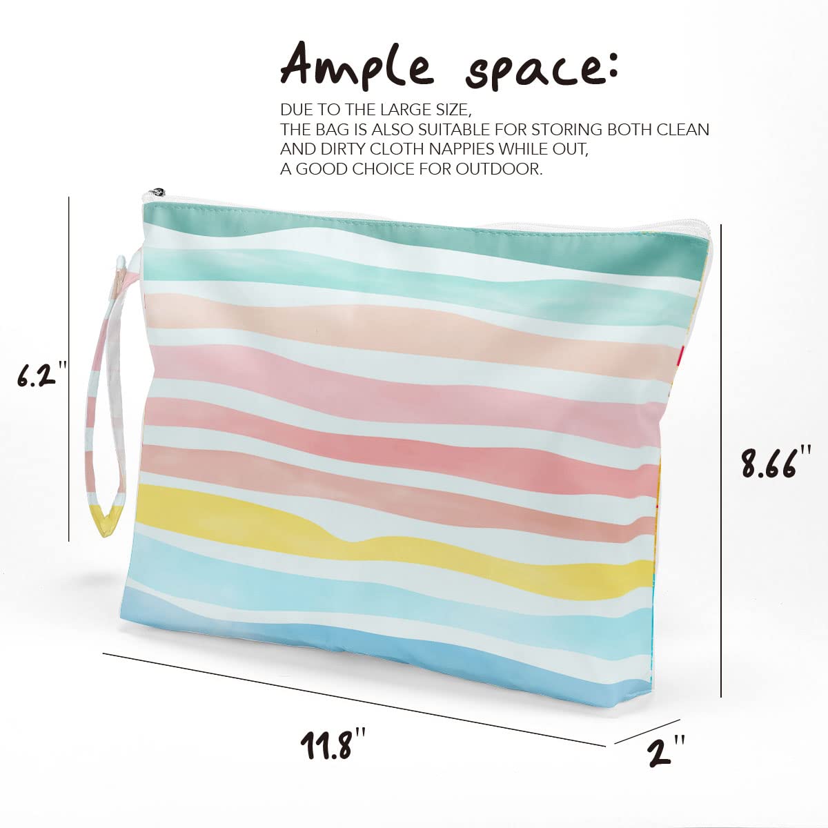 Fokongna Wet Dry Bag, Wet Bag for Swimsuit Travel Beach Bag, Diaper Bag Toiletry Bag Waterproof Large Makeup Bag, Zipper Pouch for Women Girls Sister Friends Wet Bag Starfish Sea Beach rainbow Gifts - Image 7