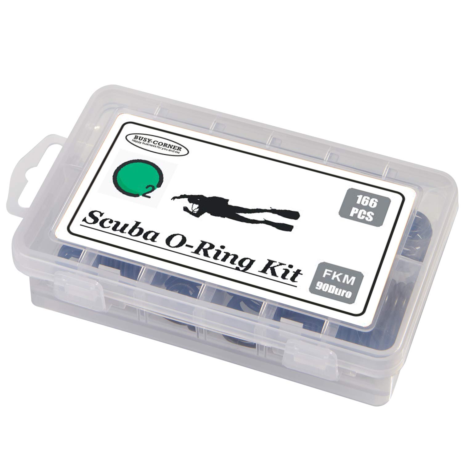 BUSY-CORNER 166 Pieces Scuba O-Ring Kit Scuba Diving Rubber Orings, for Dive Hoses Ring Diving Dive Gear Equipment Scuba Tanks FKM90 - Image 7