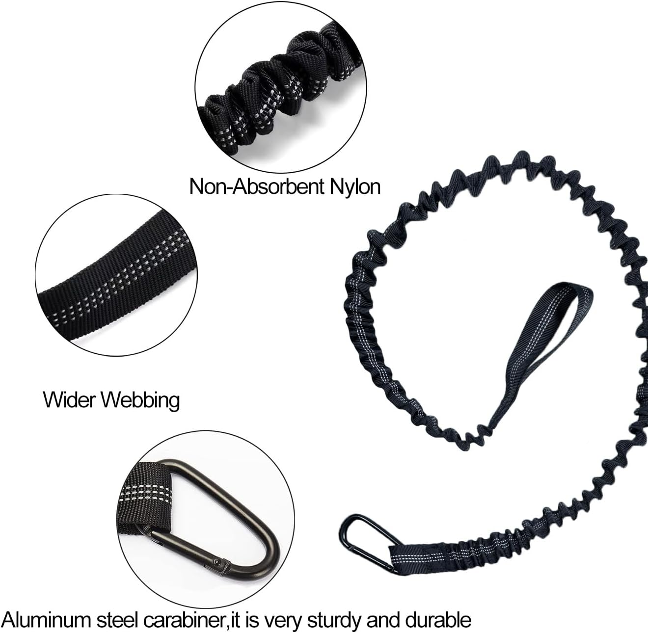 Paddle Leash Kayak Paddle Holder Tool Lanyard - 2 Pack Stretchable Paddle Strap with Carabiner Secure Leash Lanyard Rope for SUP Kayak Canoe Paddle Fishing Pole Rod - Image 5