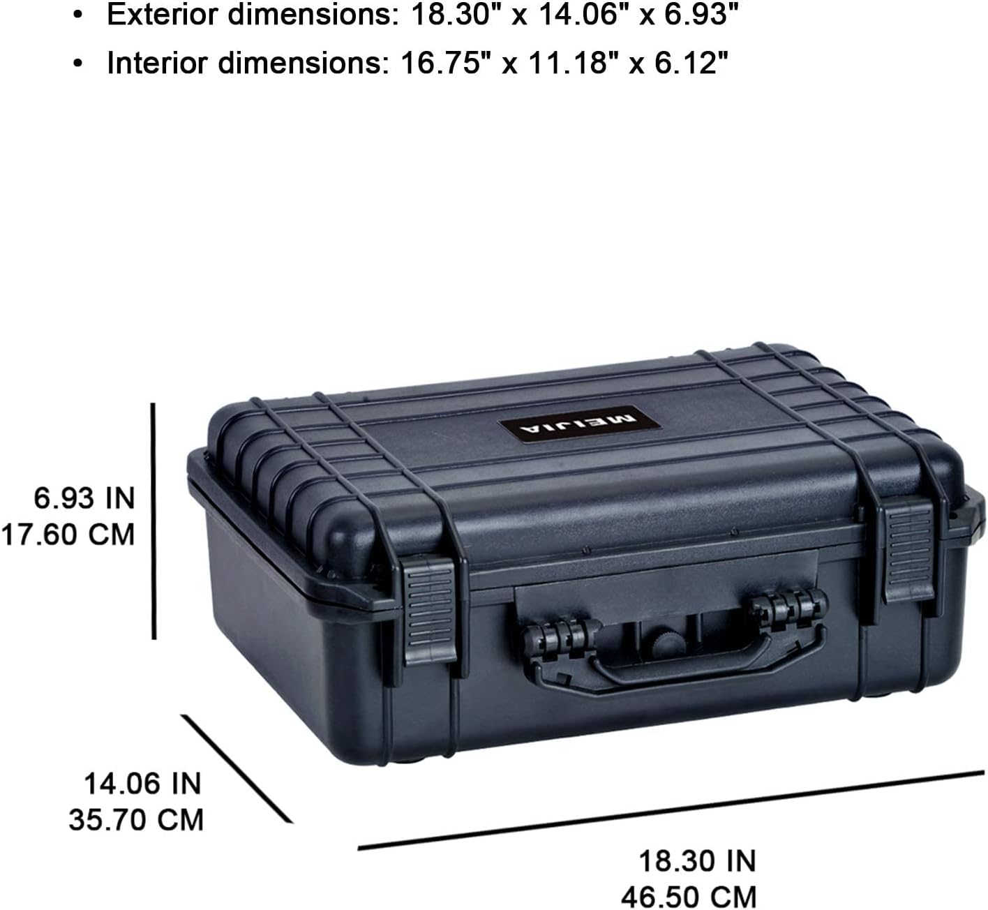 MEIJIA All Weather Portable IP67 Waterproof Protective Case, Hard Camera Case with customizable foam, Perfectly Protection of Camera, Drones,Pistols,Lens,Equipments,Black,18.5 x14.06x6.93inches - Image 2