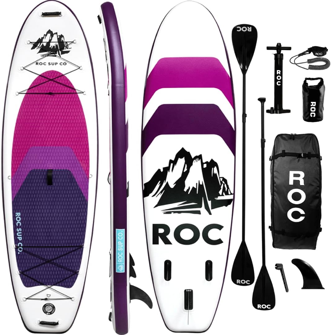Roc Inflatable Stand Up Paddle Board 10' 6" with Premium SUP Paddle Board Accessories, Wide Stable Design, Non-Slip Comfort Deck for Youth & Adults