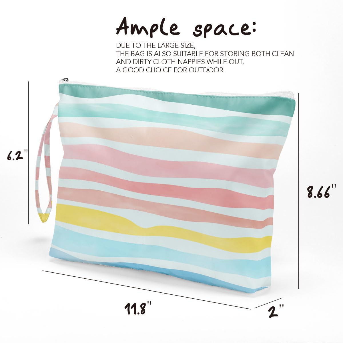 Fokongna Wet Dry Bag, Wet Bag for Swimsuit Travel Beach Bag, Diaper Bag Toiletry Bag Waterproof Large Makeup Bag, Zipper Pouch for Women Girls Sister Friends Wet Bag Starfish Sea Beach rainbow Gifts - Image 6