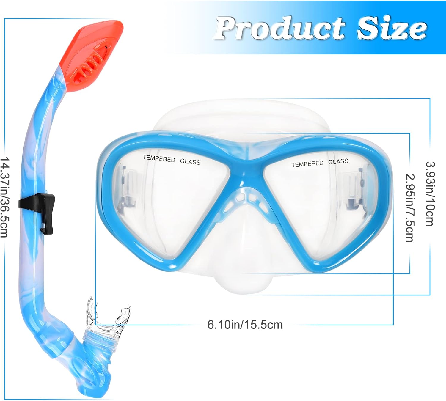 2 Sets Snorkeling Gear for Kids, Kids Snorkel Set for Ages 6-14, Dry Top Snorkel Mask Set for Youth Boys Girls Junior, Tempered Glass Diving Swimming Mask Goggles - Image 6