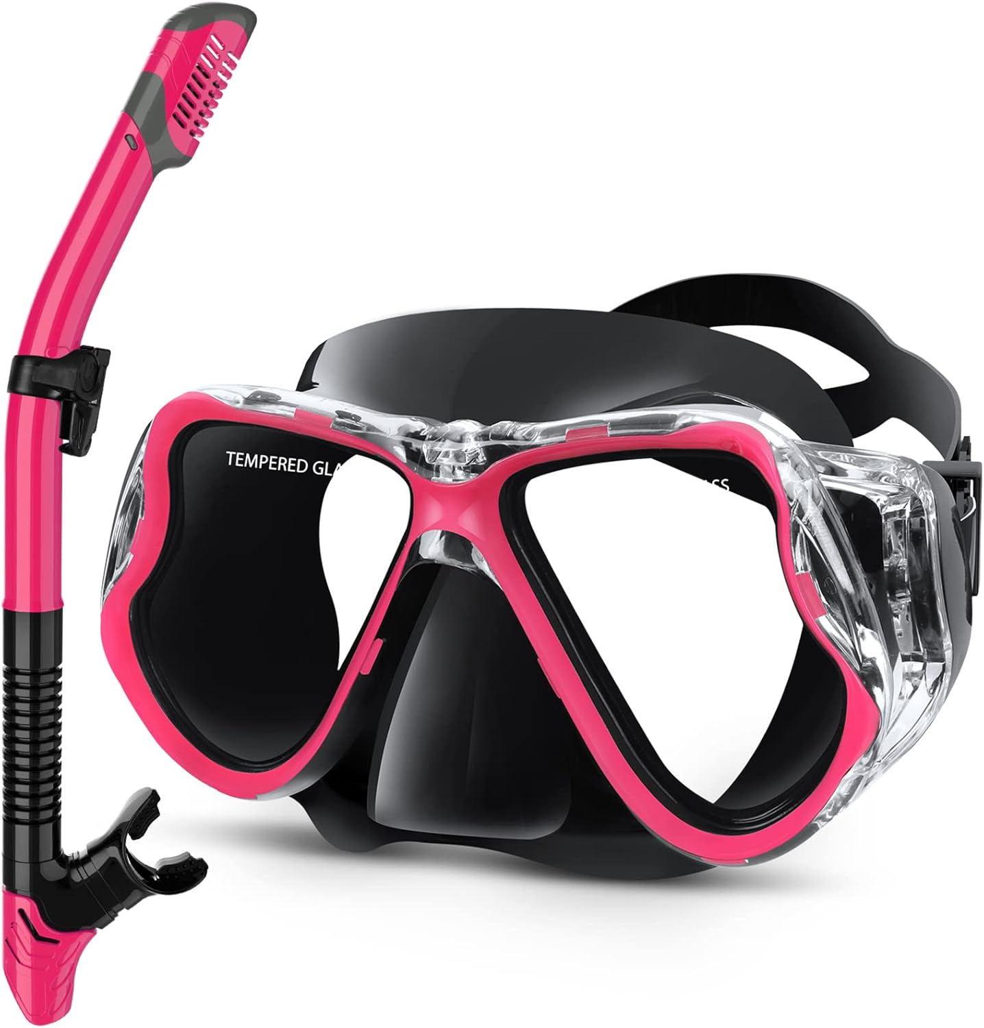 Greatever Dry Snorkel Set,Panoramic Wide View Anti-Fog Scuba Diving Mask,Professional Snorkeling Gear for Adults Kids