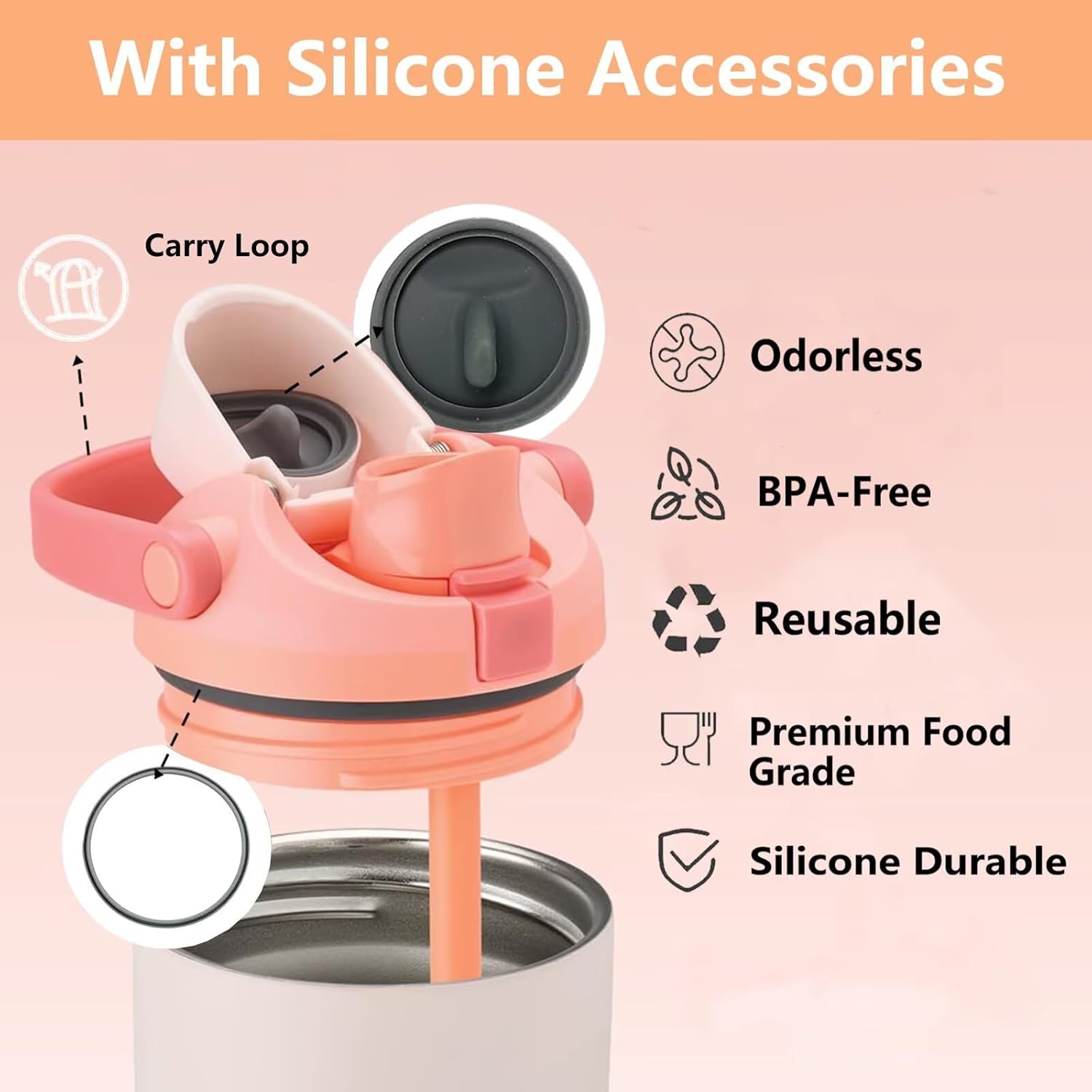 Replacement Lid for Owala FreeSip Sway 30 oz & 40 oz Water Bottle and Tumbler 40 oz, One Button Water Bottle Top Replacement Cap Compatible with Owala Freesip Sway Cup , Leakproof Lids Accessory - Image 2