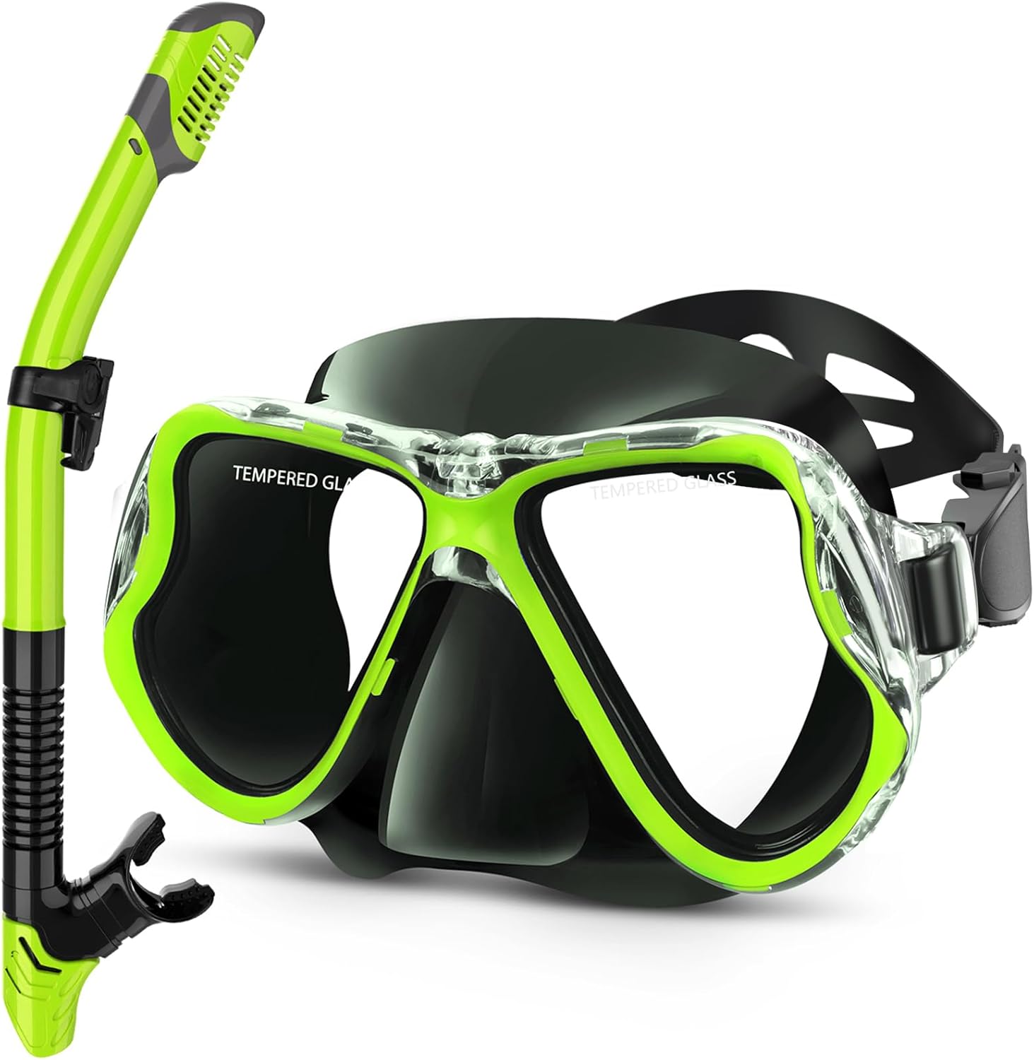 Greatever Dry Snorkel Set,Panoramic Wide View Anti-Fog Scuba Diving Mask,Professional Snorkeling Gear for Adults Kids