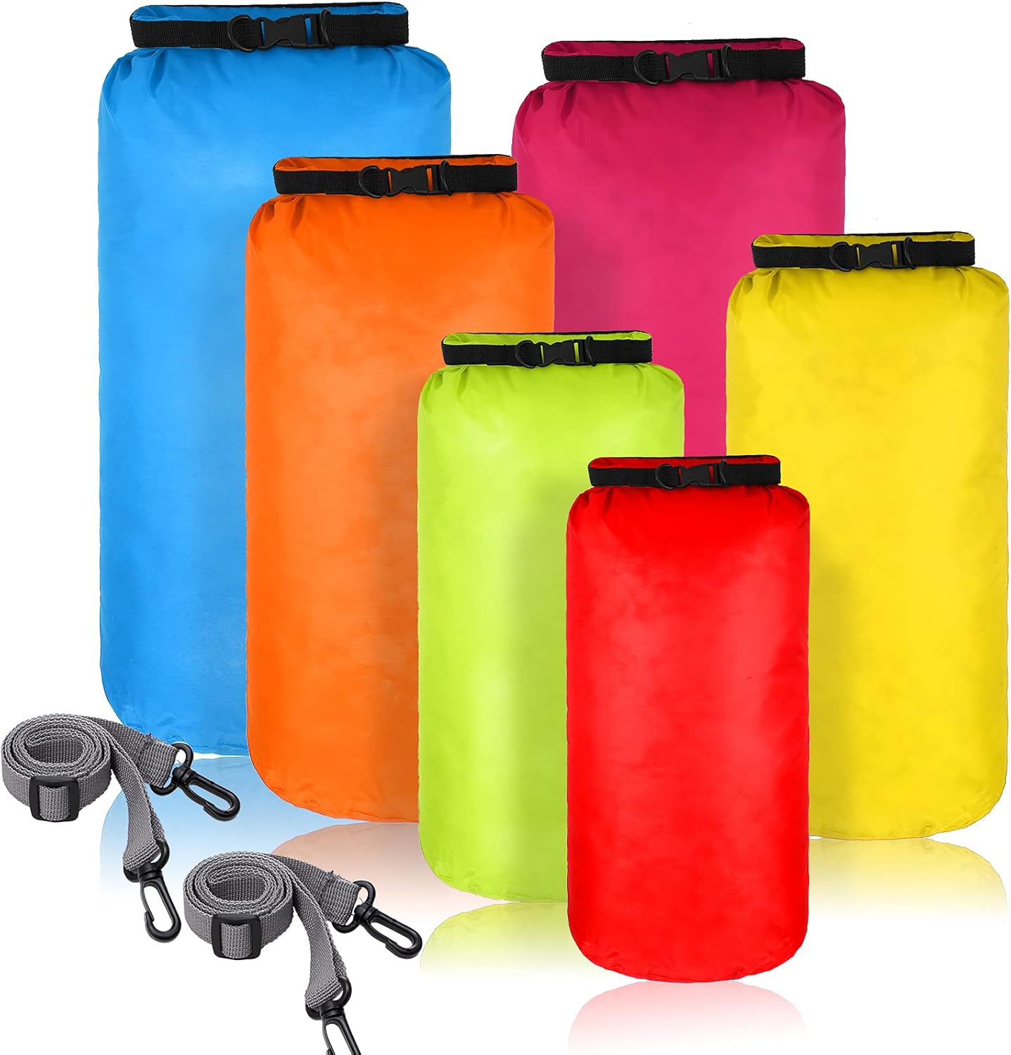 Shappy 6 Pcs Waterproof Dry Bag Set Ultralight Stuff Sack 20/15/10/8/5/3L Backpacking Bag with Long Adjustable Strap Outdoor Keep Gear Dry Sack for Camping Kayaking Boating Hiking Travel