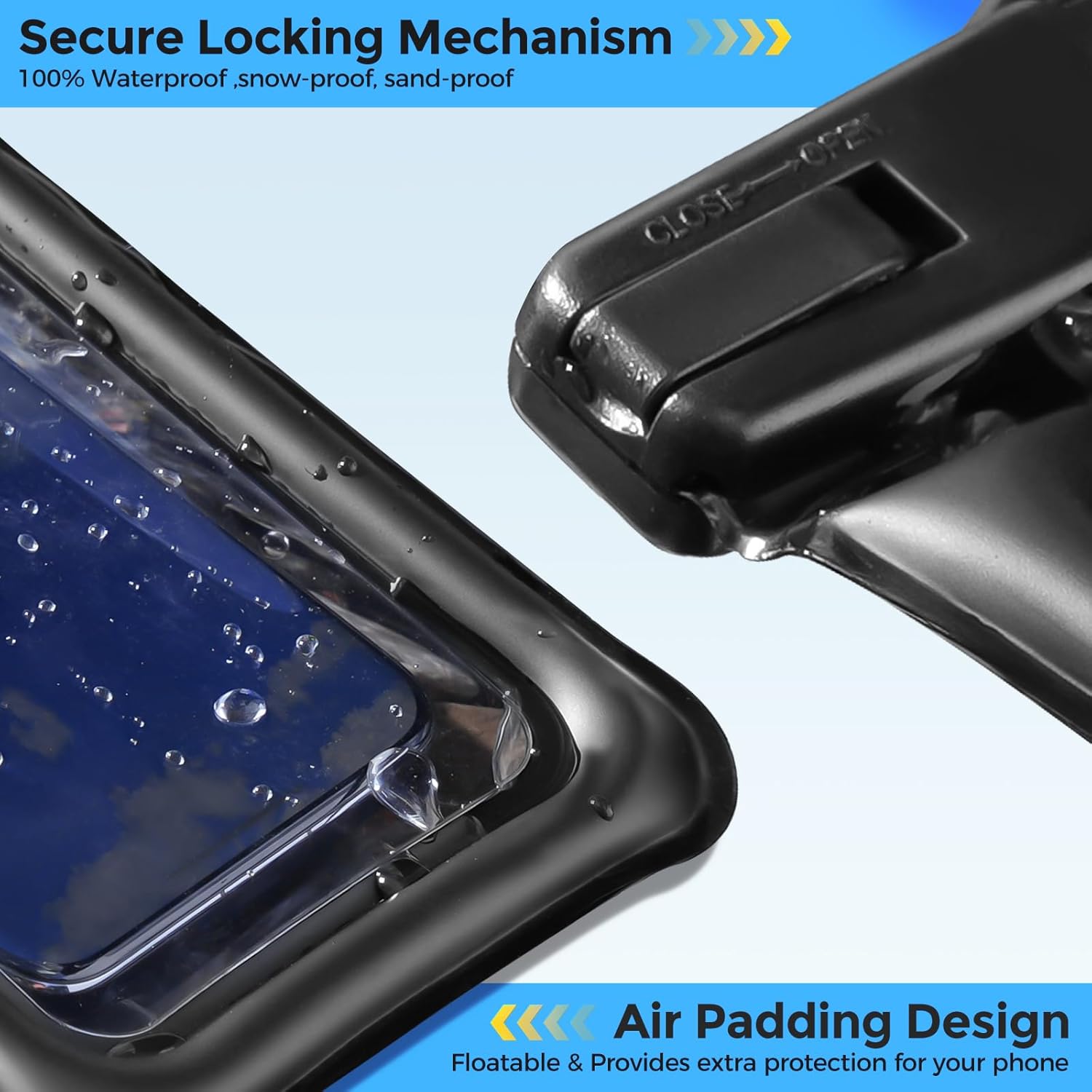 ProCase 2 Pack Floating Waterproof Phone Pouch IPX8, Universal Dry Bag Fits iPhone 17/16/15/14/13 Series, Galaxy S24/S23/S22, Pixel 8/7 (Up to 7”), Touchscreen, Underwater & Snow Protection -Black - Image 6