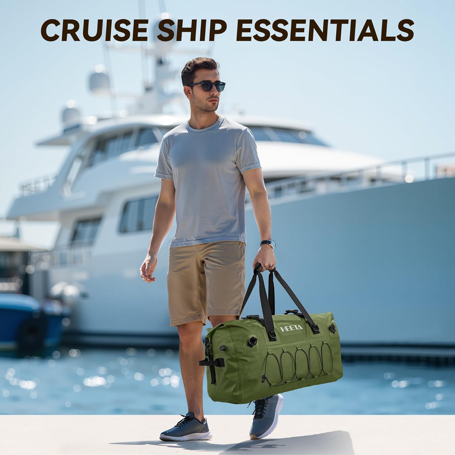 HEETA Waterproof Duffel Bag Motorcycle Dry Bag Backpack, 60L/80L Extra Large Rolltop Travel Duffle Bags with Straps & Handles for Kayaking Rafting Boating Canoeing Camping Gym Beach Cruise Ship - Image 7