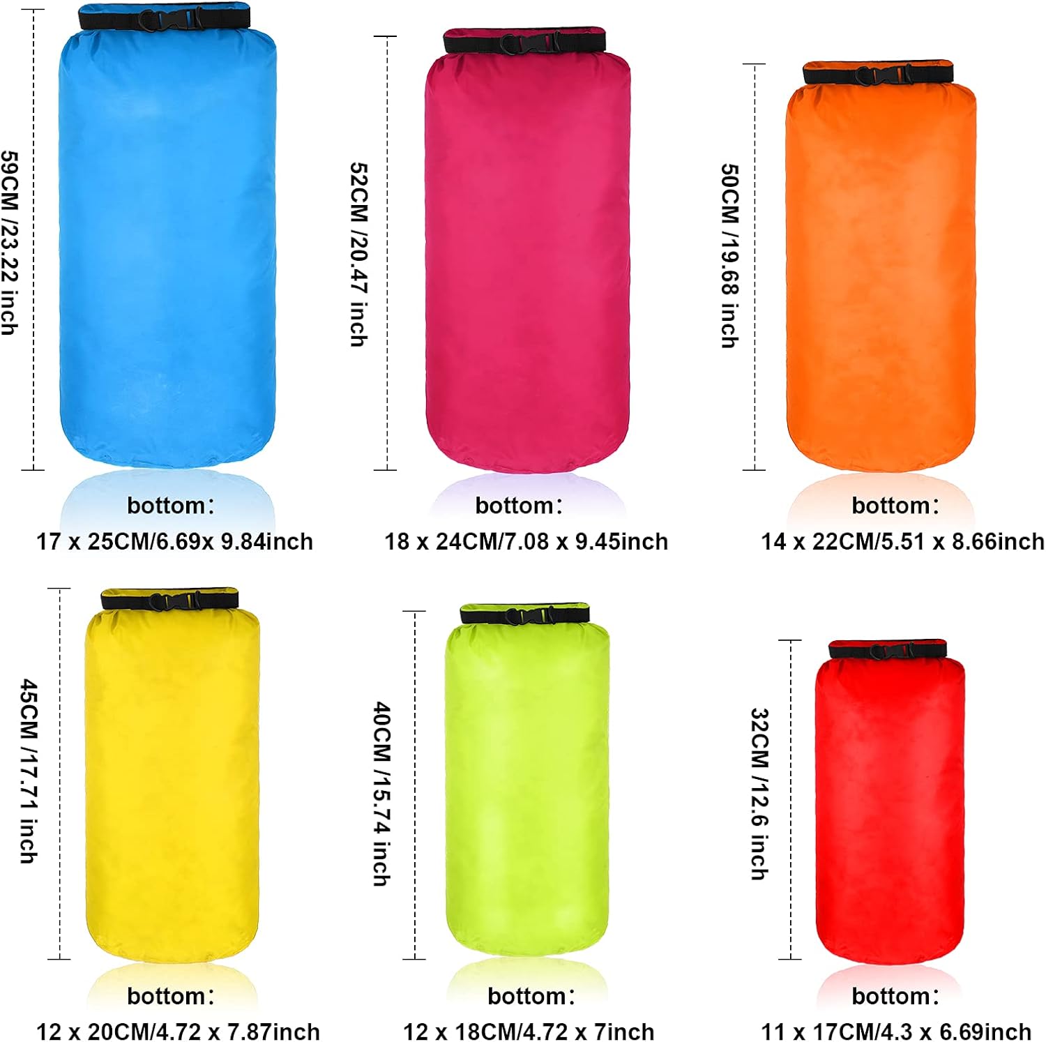 Shappy 6 Pcs Waterproof Dry Bag Set Ultralight Stuff Sack 20/15/10/8/5/3L Backpacking Bag with Long Adjustable Strap Outdoor Keep Gear Dry Sack for Camping Kayaking Boating Hiking Travel - Image 2