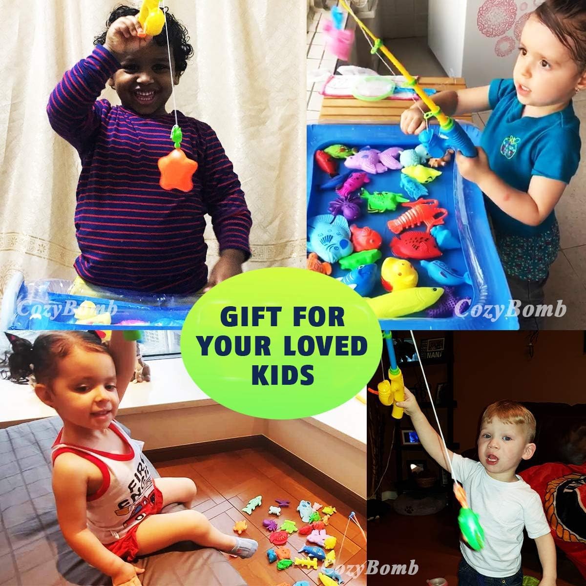 CozyBomB™ Magnetic Fishing Toys Game Set for Kids | Water Table Bathtub Kiddie Pool Party Pole Rod Net, Outdoor Plastic Floating Fish, Toddler Bath Color Ocean Sea Animals Birthday Gift Age 3-5 6 4-8 - Image 8