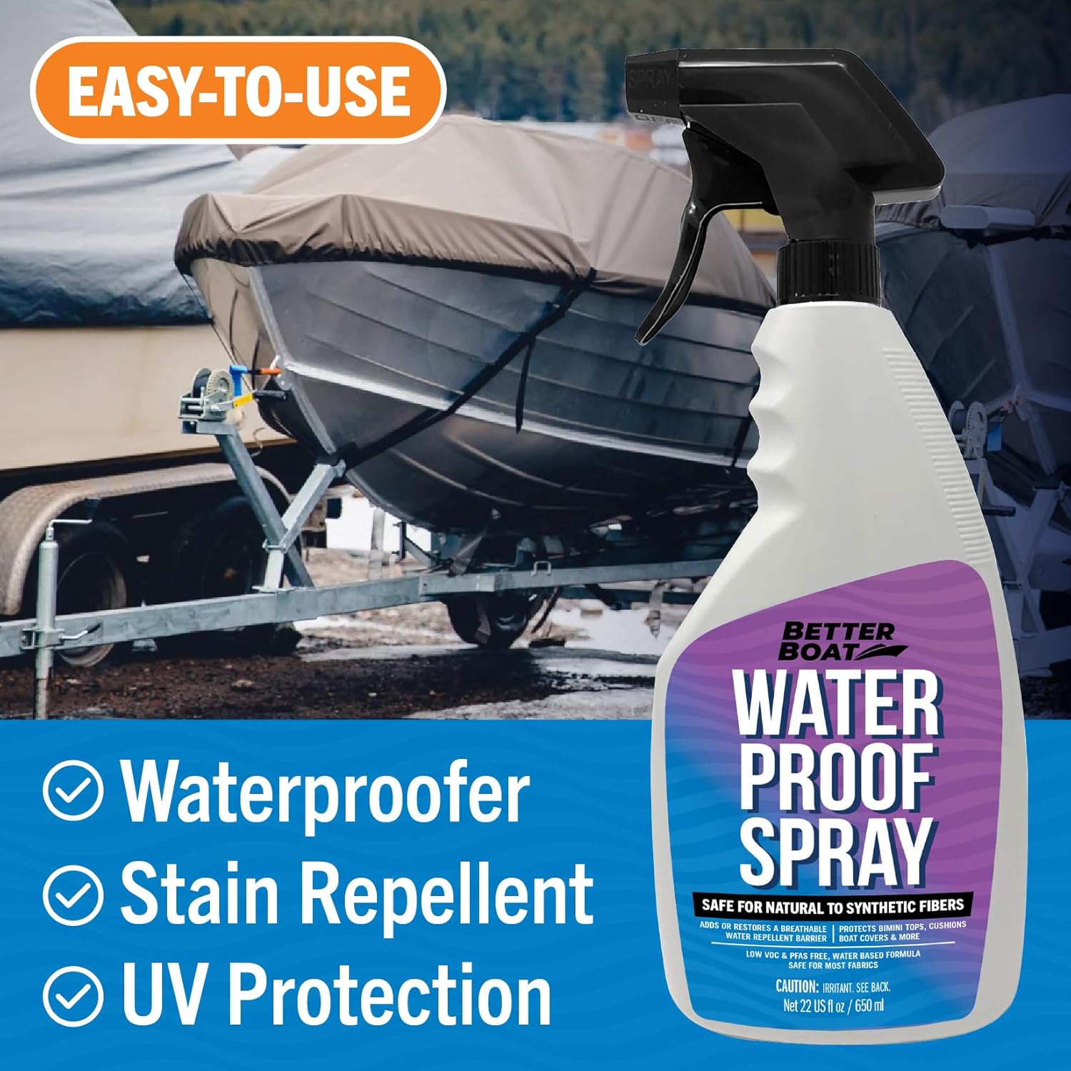 Fabric Waterproof Spray, 22 Fl Oz Heavy Duty Protector and Repellent for Outdoor Marine Canvas, Boat Tops, Vinyl Seats, Tents, Clothing, Boots, Jackets, and Clothes - Image 3