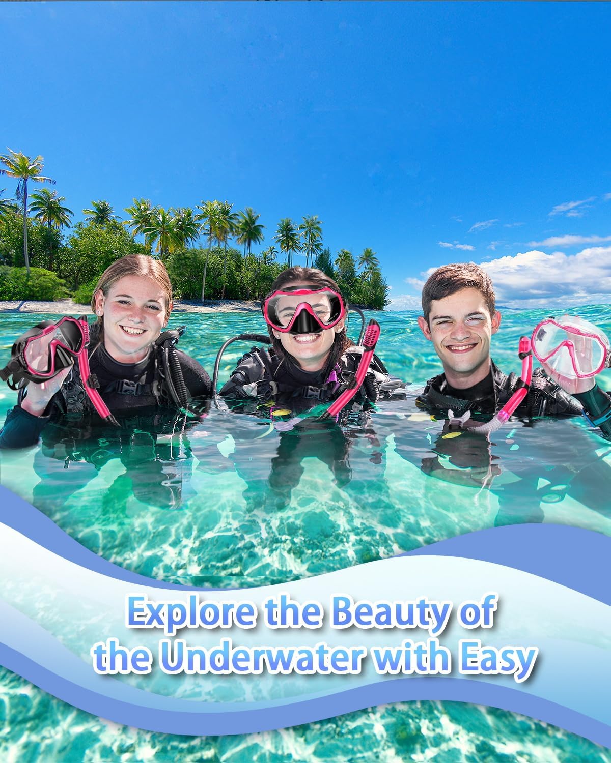 Snorkeling Gear for Adults, Adult Snorkel Set with Panoramic Anti-Leak and Anti-Fog Tempered Glass Snorkel Mask, Dry Top Snorkel, Snorkle Mask Set Adult with Mesh Bag Ear Plug for Snorkeling - Image 7