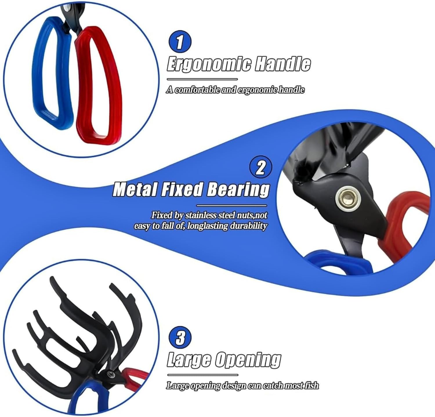 3 Claw Fish Gripper, Metal Fishing Pliers Gripper Catch Fish Control Clamp, Must Have Fishing Pliers Control Tool Fishing Accessories for Most Freshwater Fish Grip Tackle Holder - Image 3