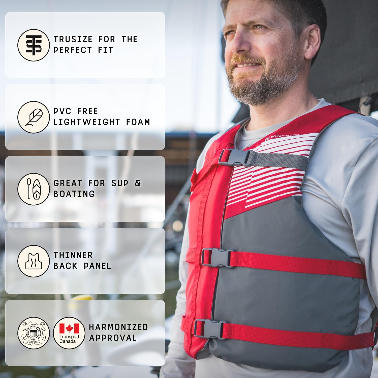 Stohlquist Universal Fit Adult Life Jacket PFD (4 Pack) Coast Guard Approved, for Men and Women 90+ lbs, Lightweight Neoprene and Adjustable, Ideal for Boating, Kayaking & Water Sports - Image 4