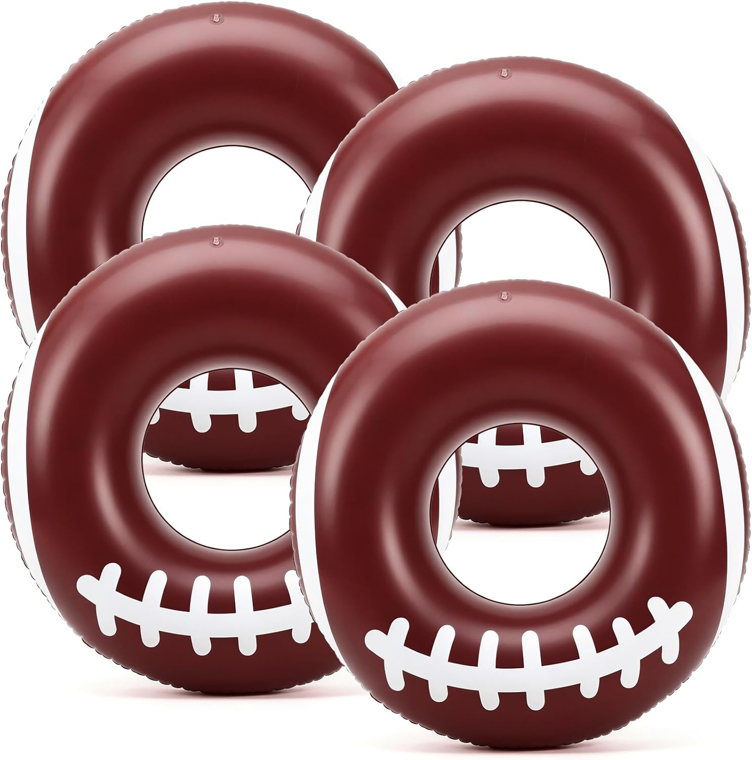 ShinyRelief 4 Pcs Baseball Soccer Basketball Football Sport Inflatable Pool Ring Float Adult Size Inflatable Floats Swimming Pool Tubes for Summer Lake Beach Sport Party