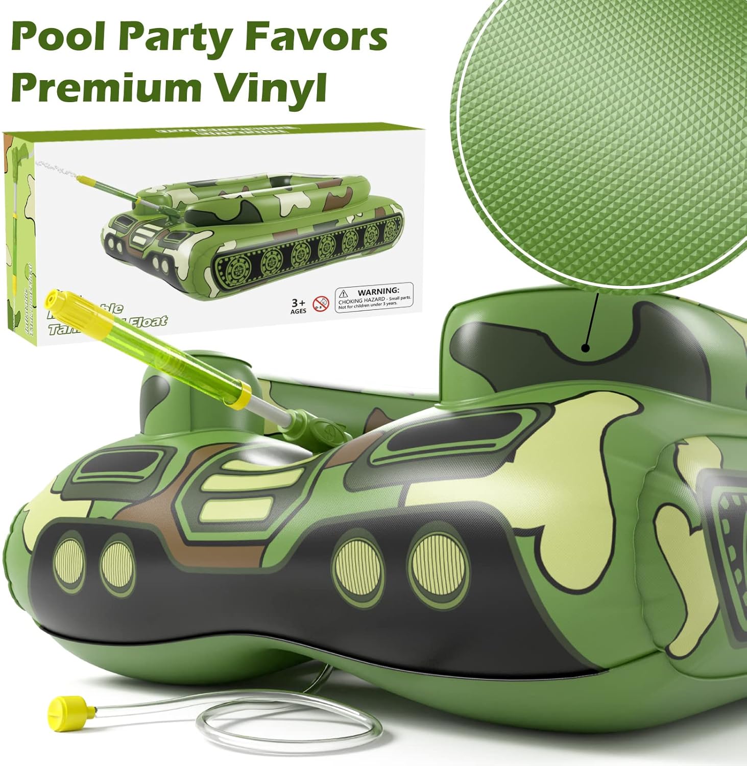 Jasonwell Inflatable Tank Swimming Pool Floaties with Water Cannon Gun Swim Floaty Rafts for Lake, Beach & Pool Party Toys for Boys, Girls, Kids & Adults- Green - Image 6