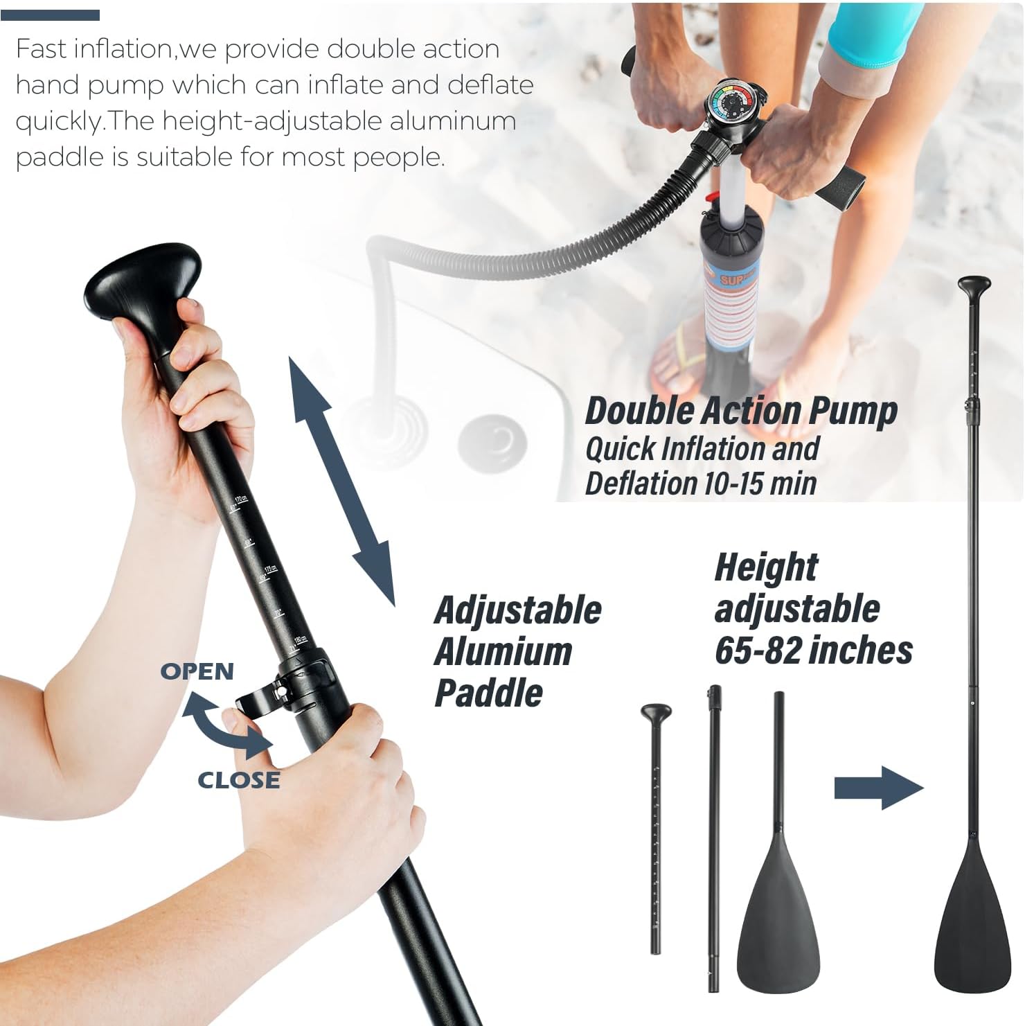 ADVENOR Paddle Board 11'x33 x6 Extra Wide Inflatable Stand Up Paddle Board with Hand Pump,Leash, Adjustable Paddle For Basic Version, Extra Kayak Paddle Kayak Seat 2 Fishing Mounts For Fishing Version - Image 4