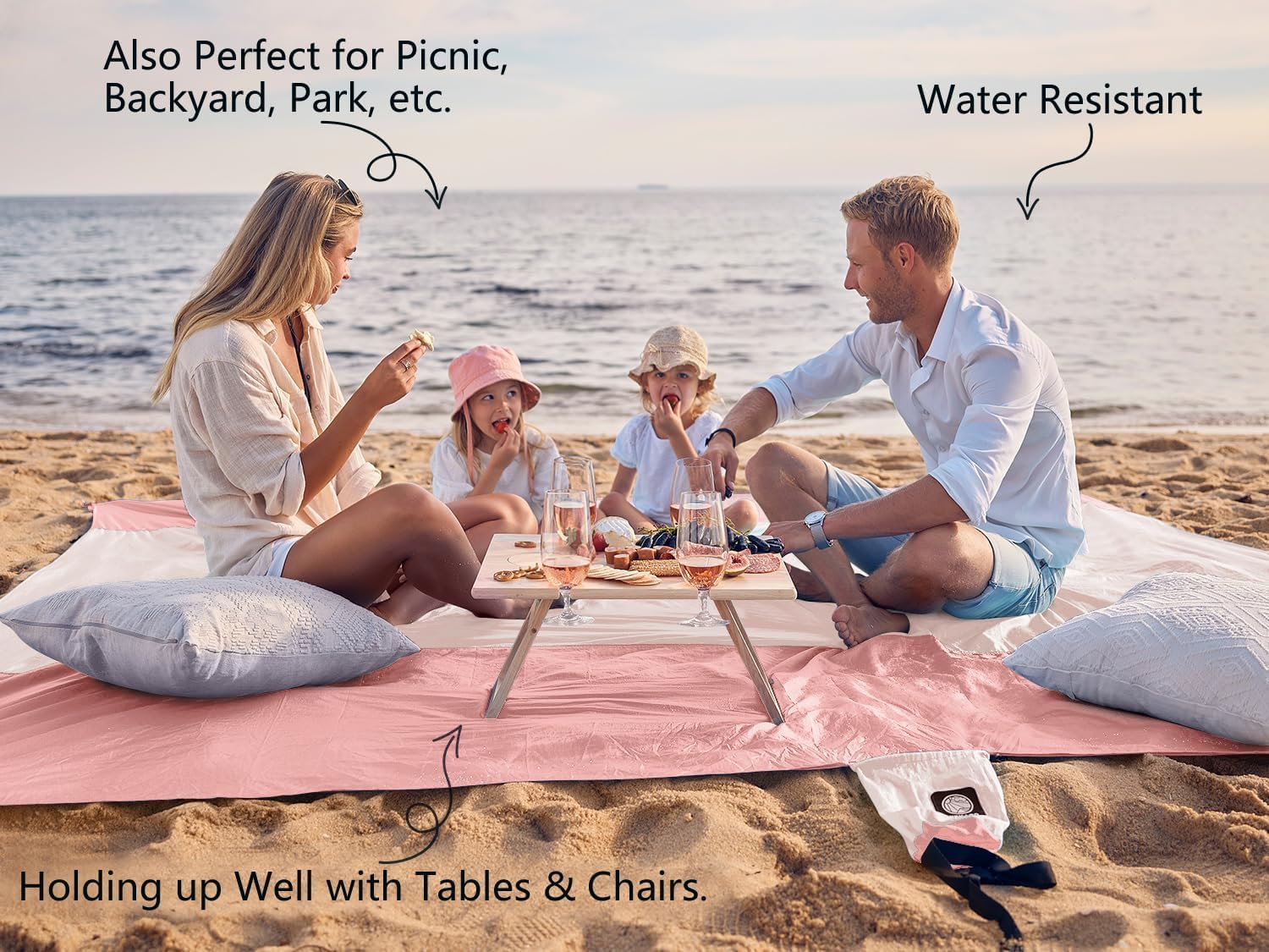 WEKAPO Beach Blanket Sandproof Waterproof, Extra Large Beach Mat, Oversized & Compact Sand Free, Quick Drying Beach Essentials for Vacation, Cruise, Picnic & Camping with Stakes - Image 4