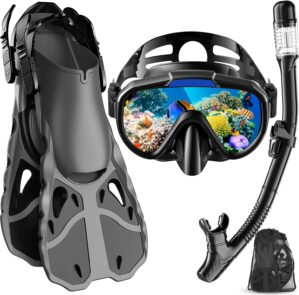 Snorkel Set with Fins for Adults, S...