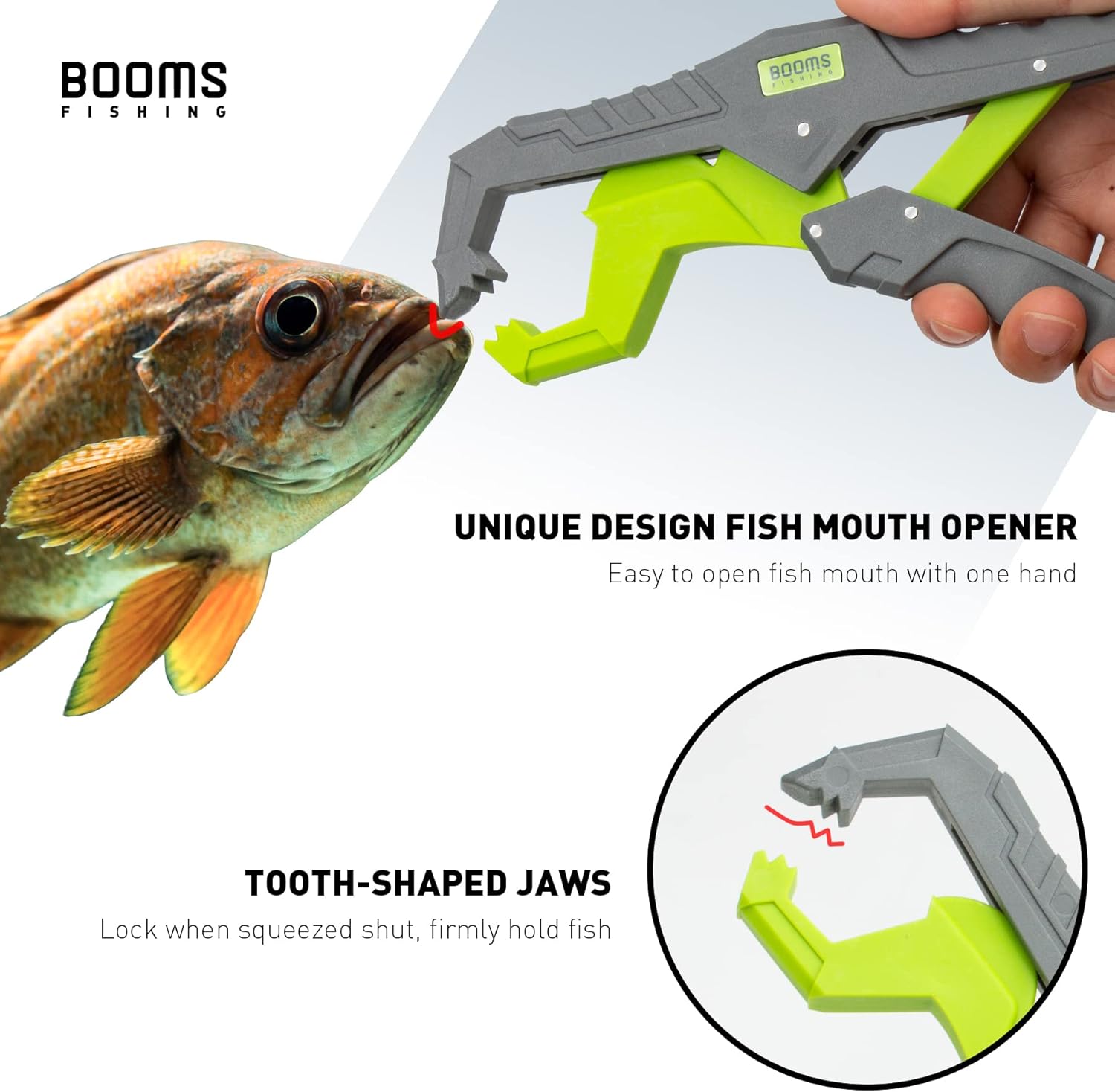 Booms Fishing G05 Lip Gripper Saltwater, 9.4" Plastic Catfish Grippers Pliers, Grabber Tool With Lanyard, Grips for Kayak Fishing Accessories, Great Holder for Caught Fish - Image 2