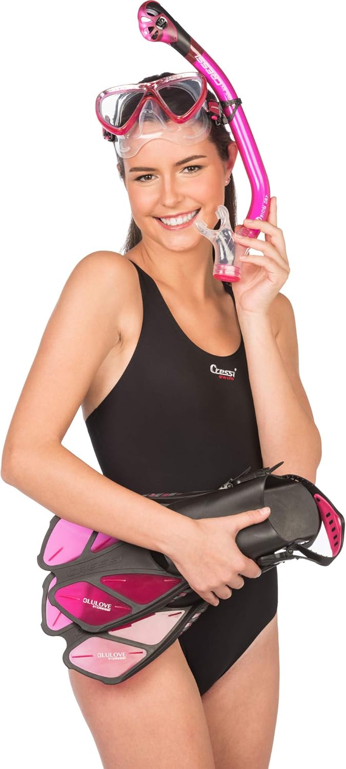 Cressi Adult Snorkel Set (Mask, Dry Snorkel, Adjustable Fins) - Light for Travel - Ocean Set: Designed in Italy - Image 8