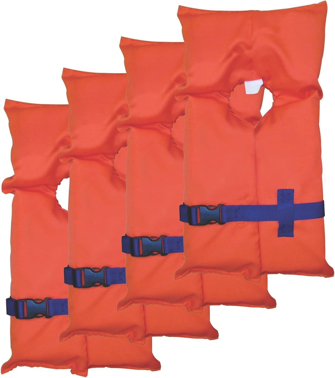 Stearns 4-Pack of PFD Life Vests, USCG-Approved Type II Life Jackets, Universal Size, Flotation Vests for Boat & Swim Safety