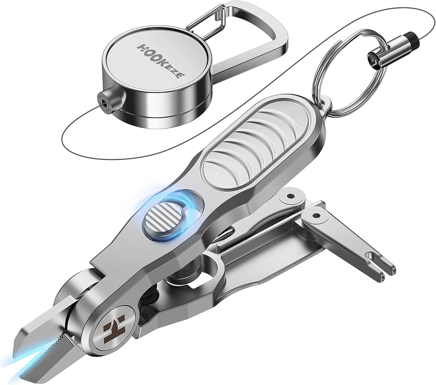 HOOK-EZE Fishing Line Cutter, Fly Fishing Nippers with Retractors and Knot Tying Tool Accessories, Stainless Steel Braided Line Scissors Clippers for Mono and Fluoro Lines