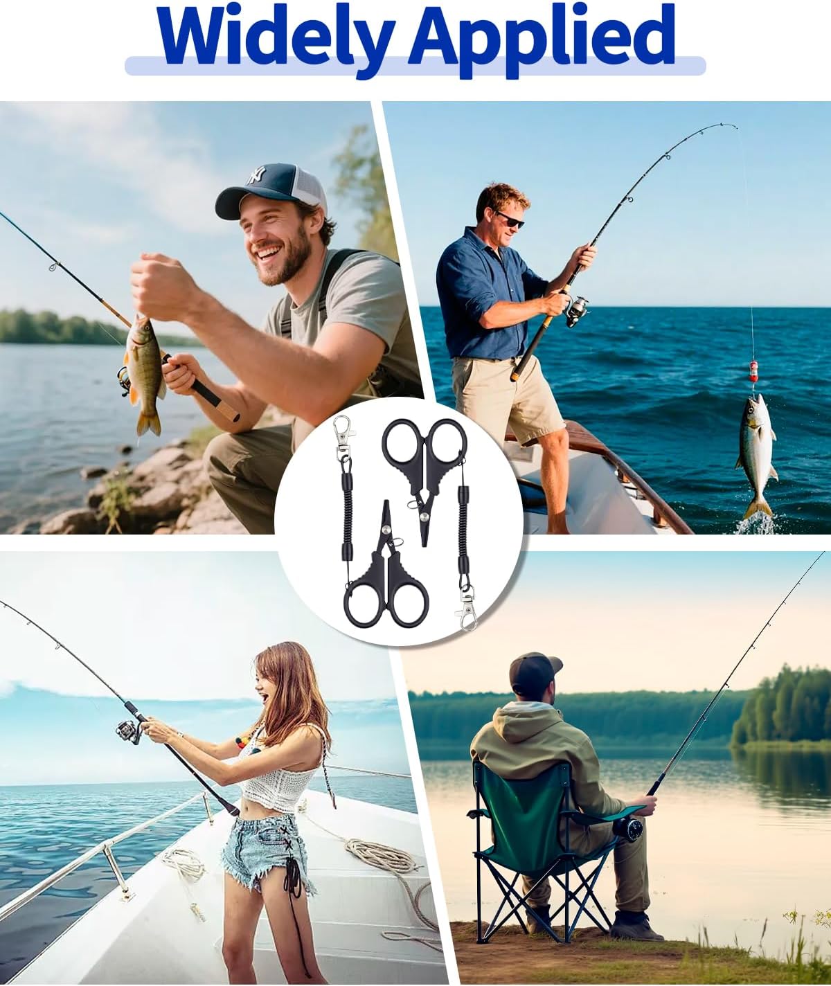 3 PCS Fishing Scissors, Stainless Steel Fishing Line Cutter &braided Line Cutter, Cutters with Titanium Coating-Fishing with Hook and Retractable Coil Lanyards Fishing Accessories (Black) - Image 7