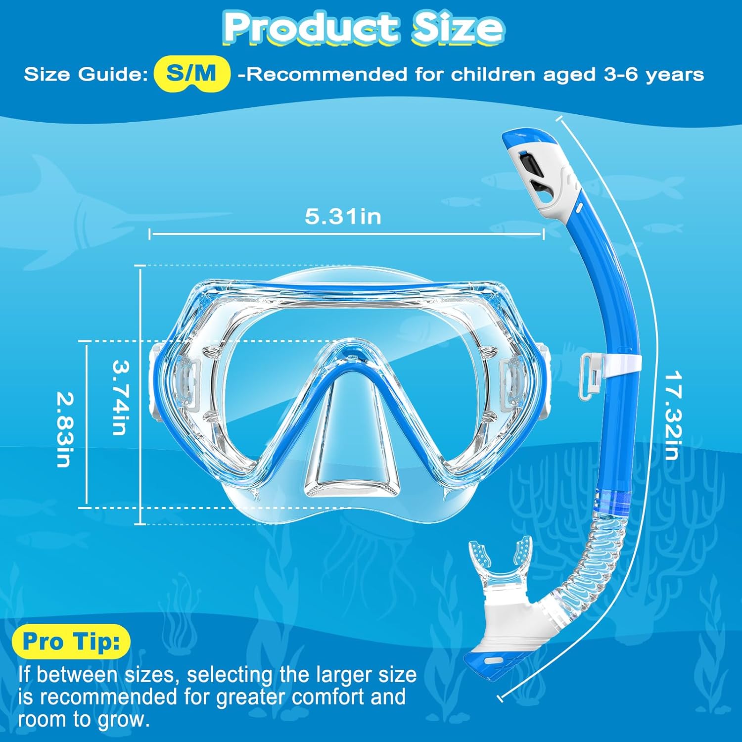 Goggles for Kids 3-14, Snorkeling Gear for Kids, Anti-Fog 180° Clear View, Snorkeling Mask and Dry Top Snorkel Combo Set, Swimming Goggles with Nose Cover - Image 7