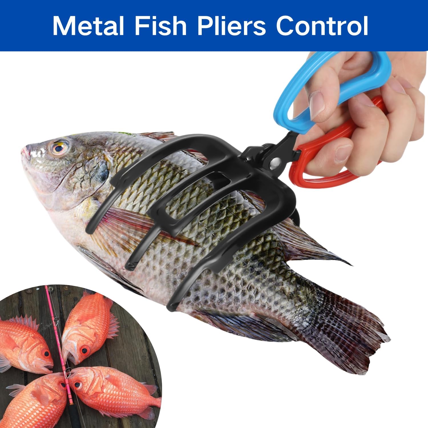 3 Claw Fish Gripper, Metal Fishing Pliers Gripper Catch Fish Control Clamp, Must Have Fishing Pliers Control Tool Fishing Accessories for Most Freshwater Fish Grip Tackle Holder - Image 5