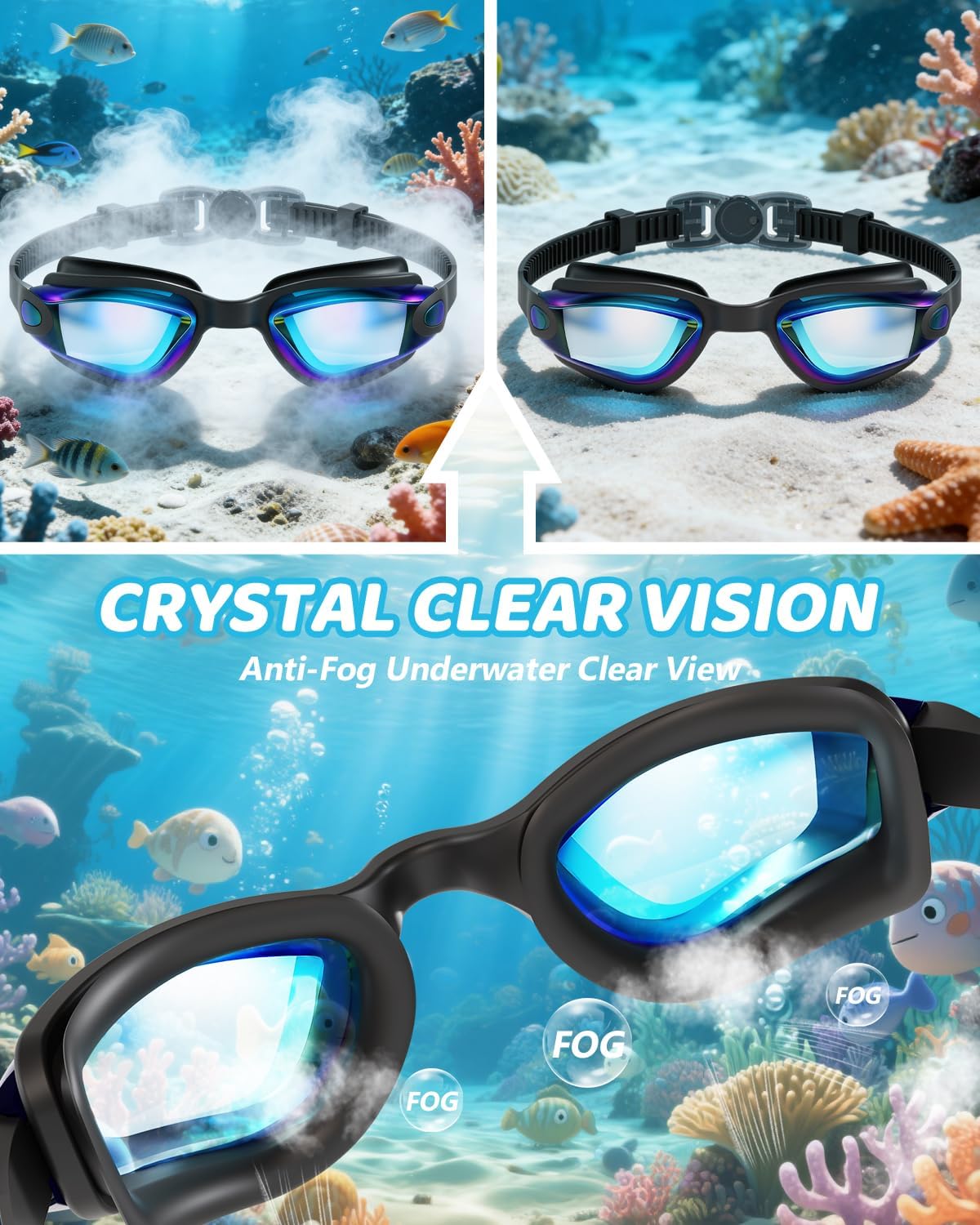 Aegend Swim Goggles for Kids Youth 3-14 Anti-Fog Anti-UV Comfort Fit Goggles for Swimming - Image 3