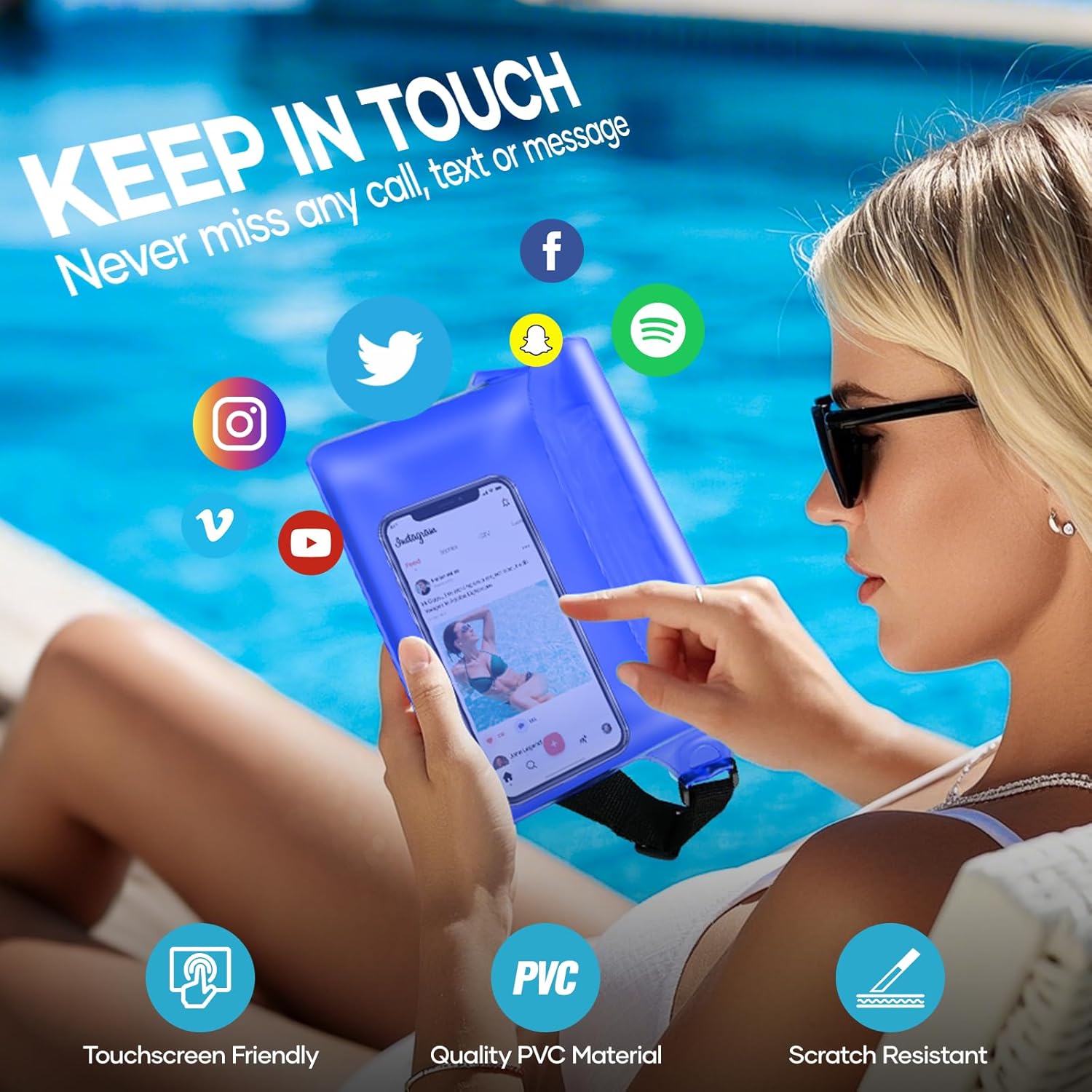 Waterproof Bag Fanny Packs for Women, Cruise Vacation Essentials Waterproof Pouch for Phone Passport Purse, Floating Dry Bags for Beach Water Park Boating Fishing Diving Surfing Kayaking Accessories - Image 7