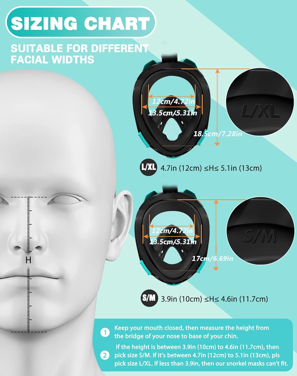 Mask Fins Snorkeling Gear for Adults, Full Face Snorkel Mask & Adjustable Swim Fins Snorkel Set, Panoramic View Snorkel Mask Dry Top Anti-Fog Anti-Leak - Image 6