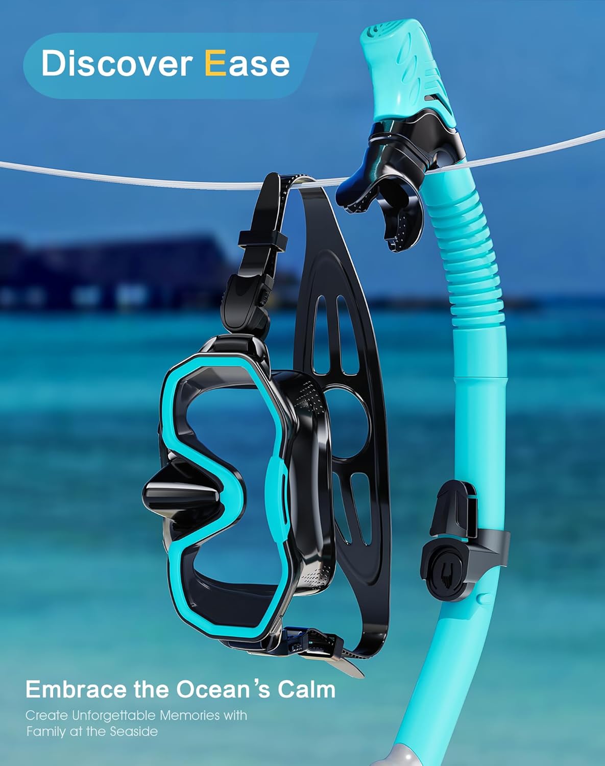 Snorkeling Gear for Adults Kids, Dry-Top Snorkel Set, 180°Panoramic Wide View Diving Mask Breathing Freely Snorkel Mask for Snorkeling Scuba Diving Swimming Travel - Image 9