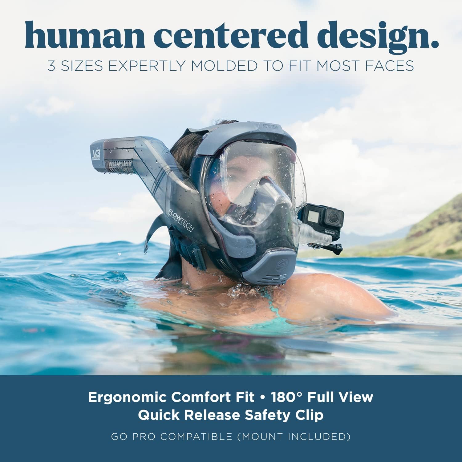 Seaview 180 V3 Full Face Snorkel Mask Adult- The V3 is The Perfect Snorkeling Gear for Adults- Snorkel Mask with 180 Panoramic Viewing and Up to 600% Easier Breathing- Patented Flowtech Air Intake - Image 4