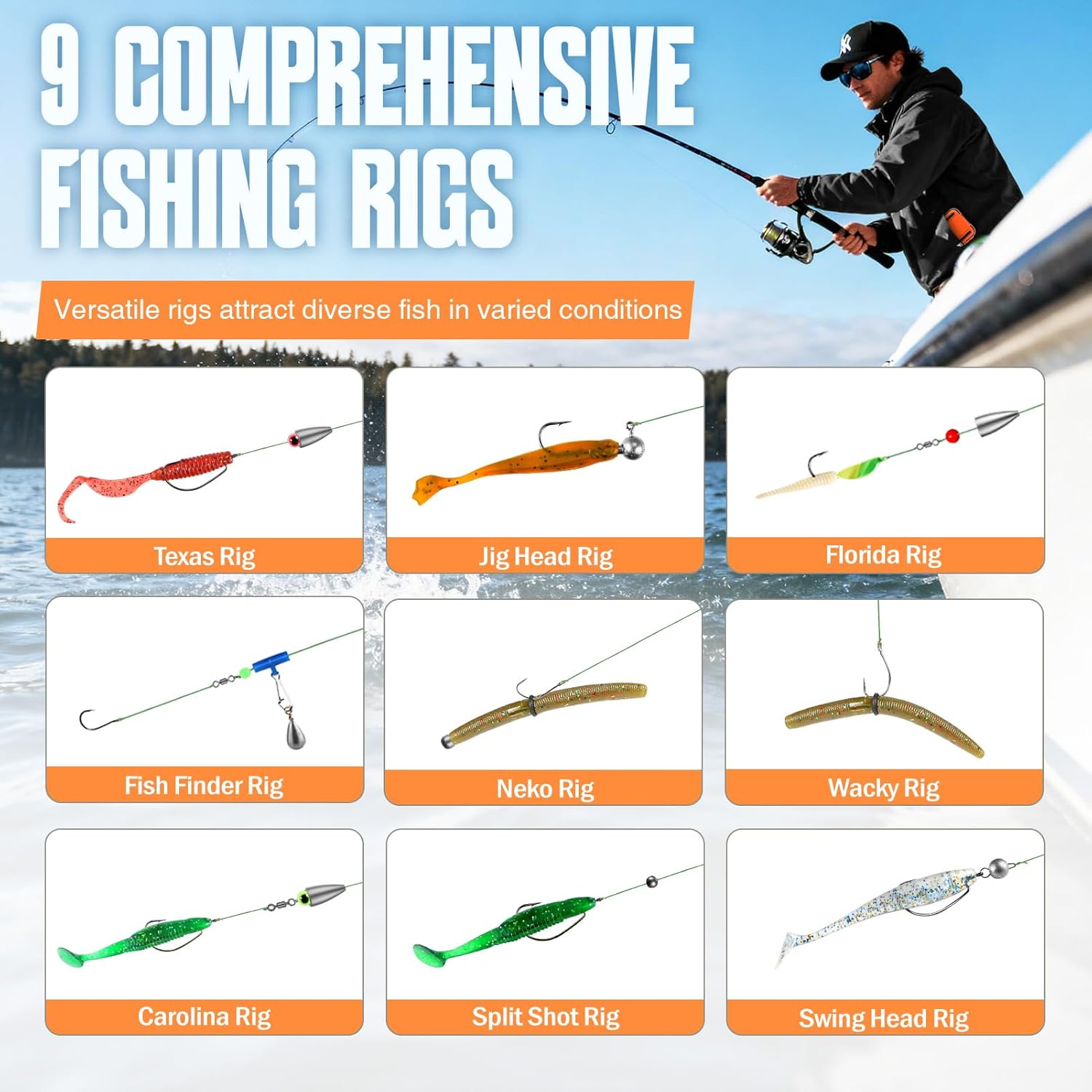 TOPFORT 187/343pcs Fishing Accessories Kit, Organized Fishing Tackle Box with Tackle Included, Fishing Hooks, Fishing Weights Sinkers, Fishing Gear and Equipment, Fishing Gift for Men - Image 8