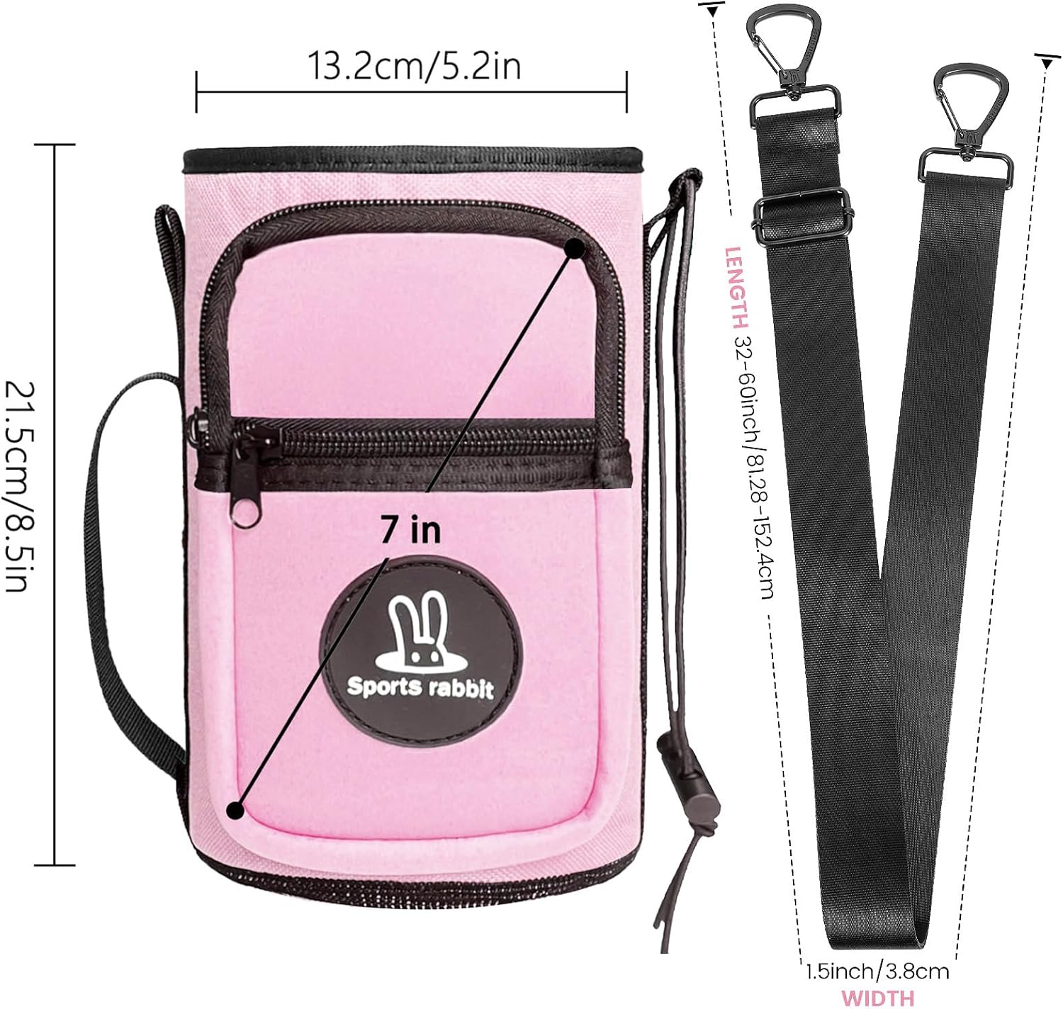 Sports rabbit Universal Water Bottle Holder – Durable Oxford & Neoprene Hybrid Design Compatible with Stanley 30/40oz Handled & 64/87oz Straight Tumblers, Adjustable Strap for Gym, Travel, Outdoors - Image 2